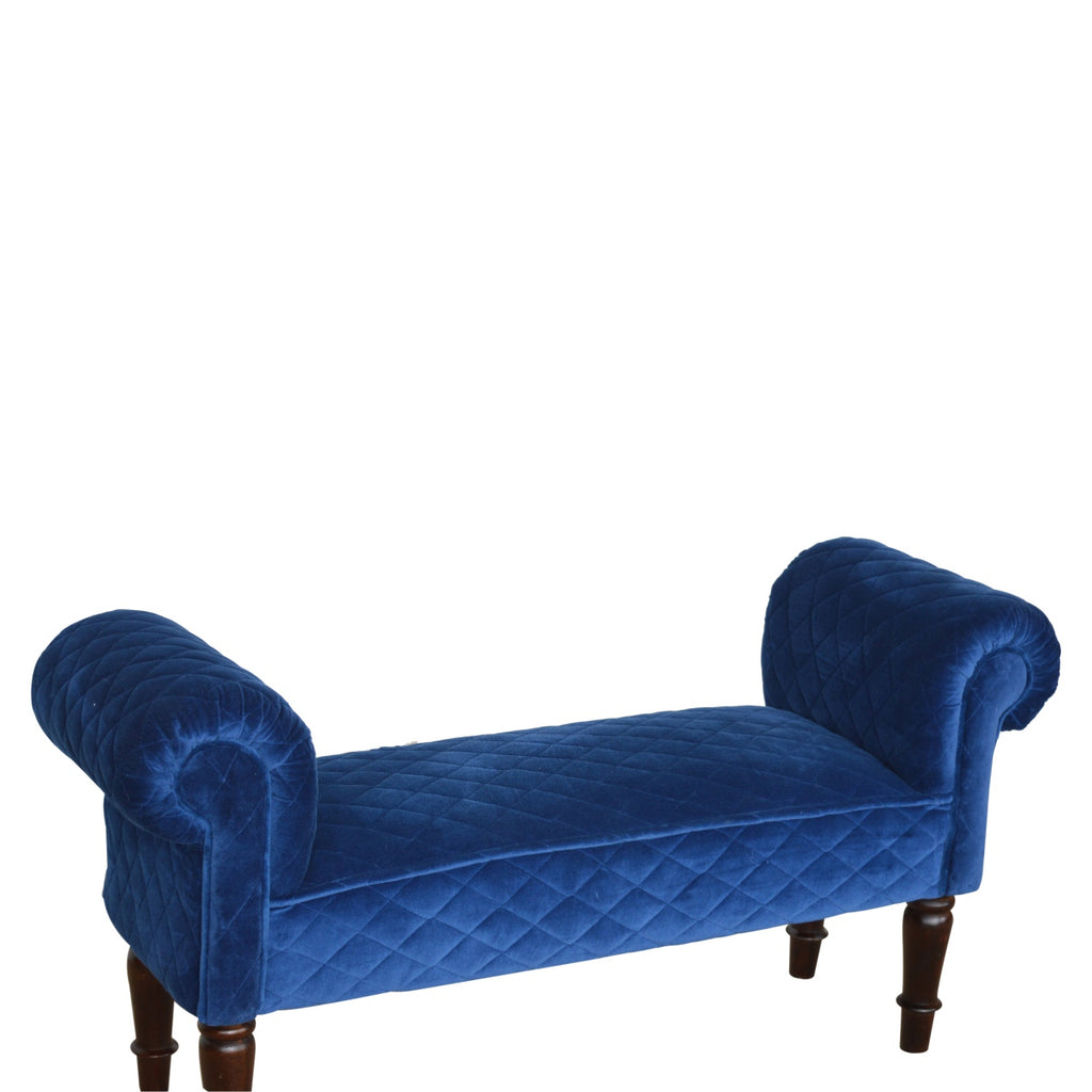 Heritage Collection Royal Blue Quilted Velvet Bench