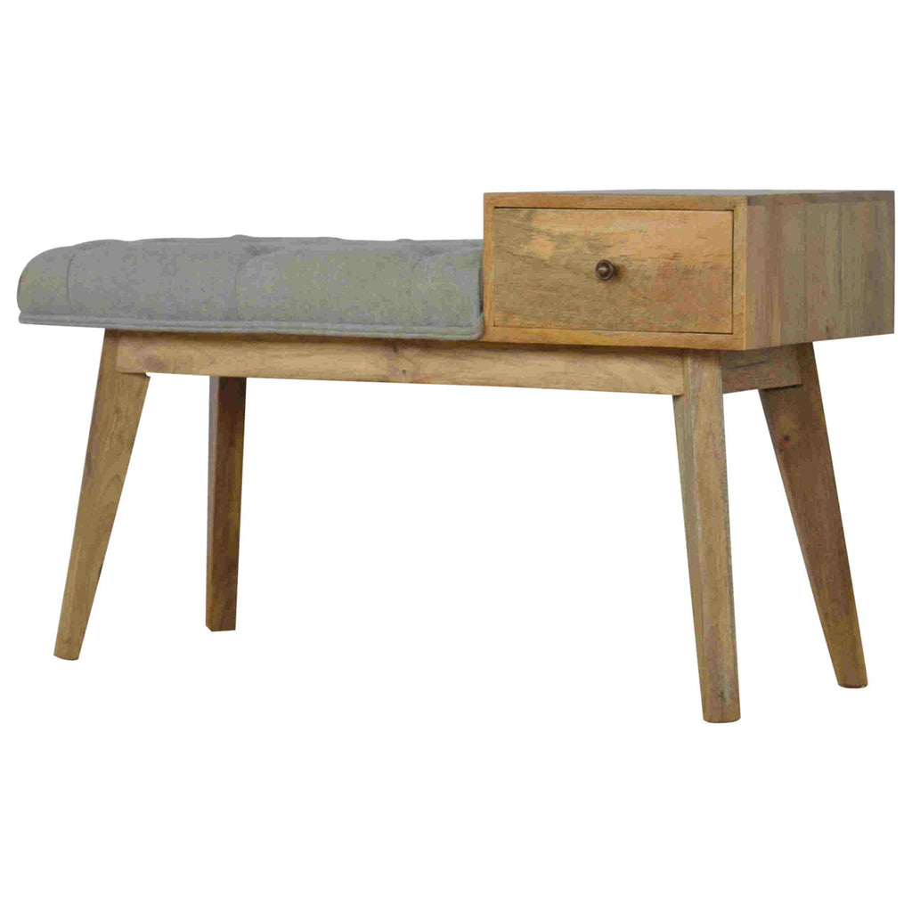 Heritage Collection Grey Tweed Hallway Bench with 1 Drawer