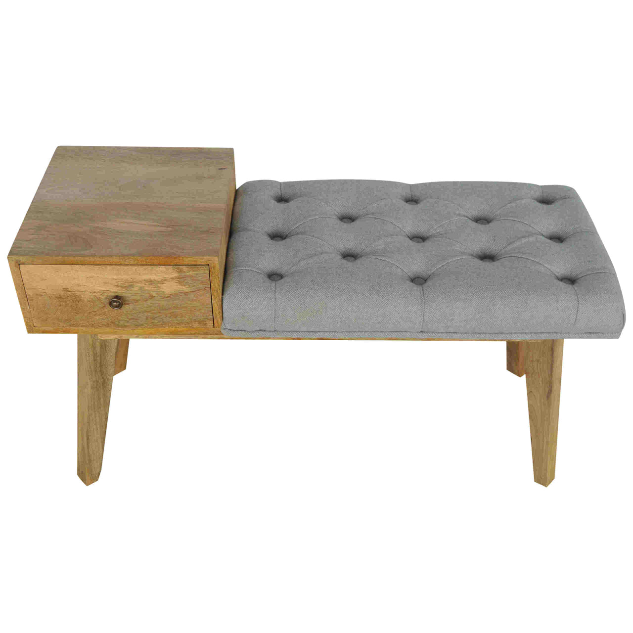 Heritage Collection Grey Tweed Hallway Bench with 1 Drawer