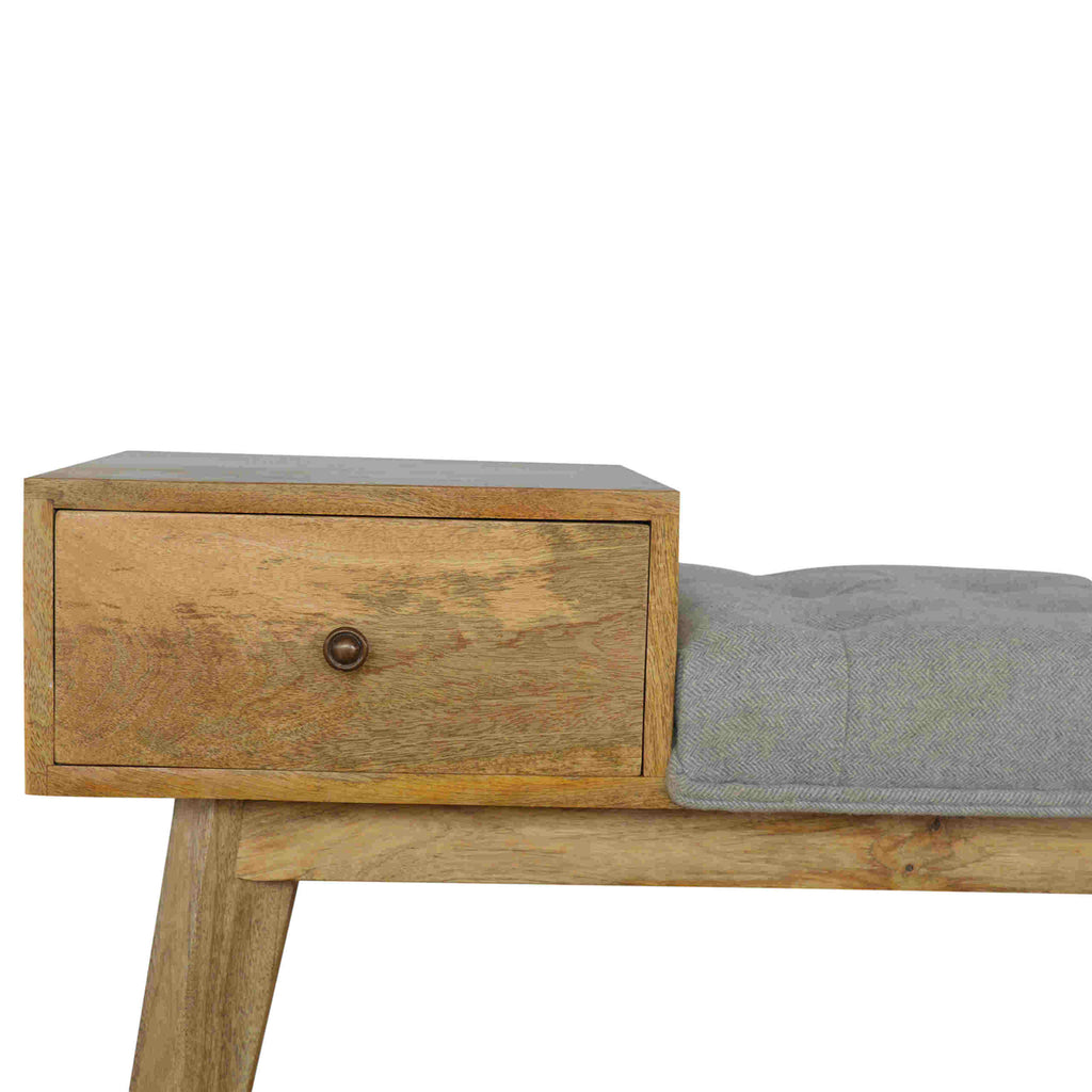 Heritage Collection Grey Tweed Hallway Bench with 1 Drawer