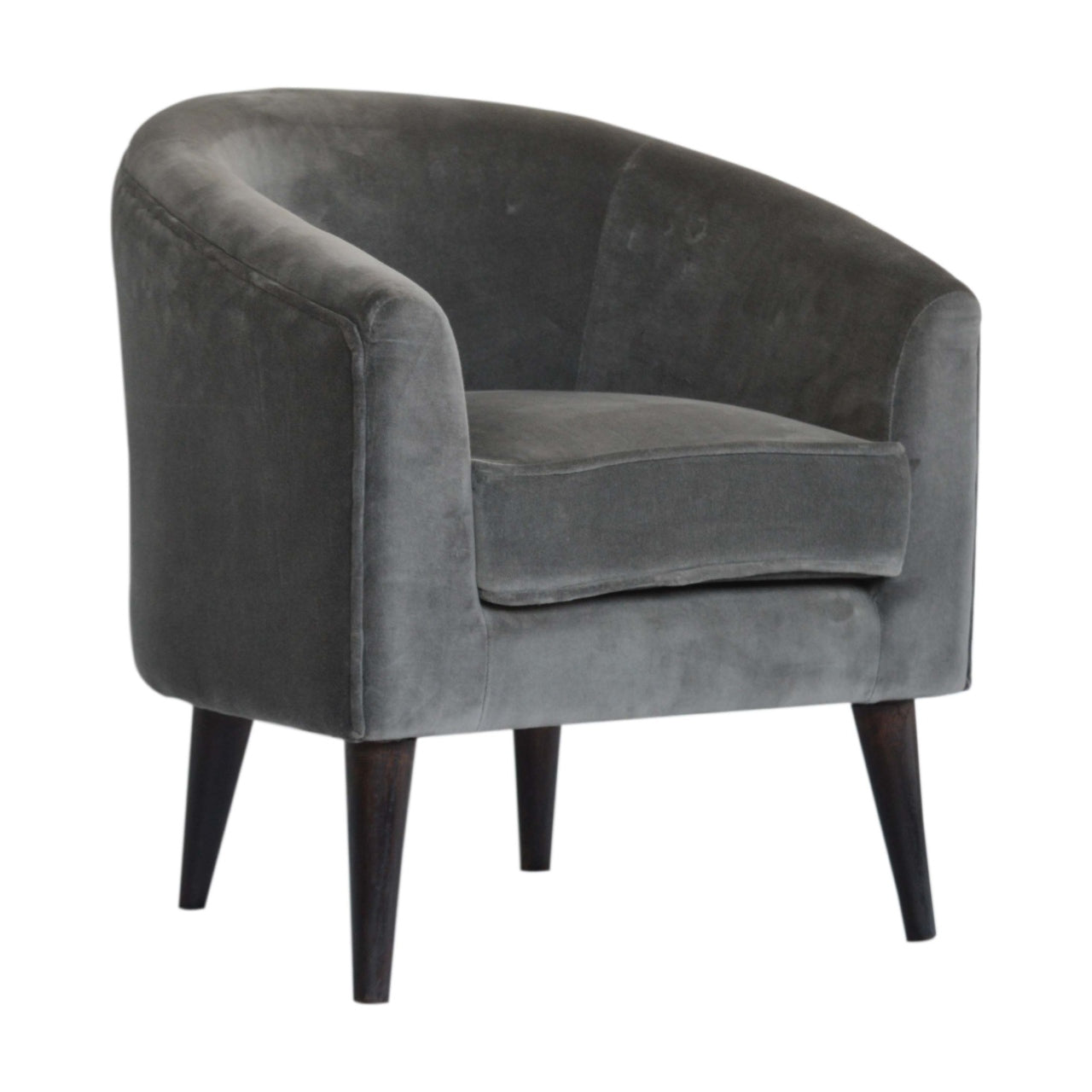 Heritage Collection Grey Velvet Nordic Style Armchair