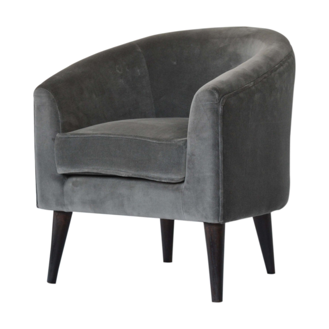 Heritage Collection Grey Velvet Nordic Style Armchair