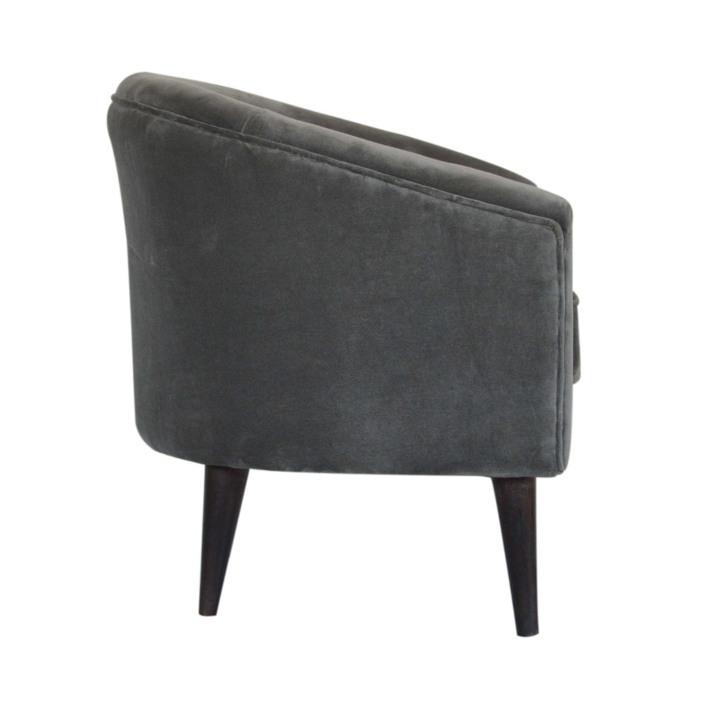Heritage Collection Grey Velvet Nordic Style Armchair