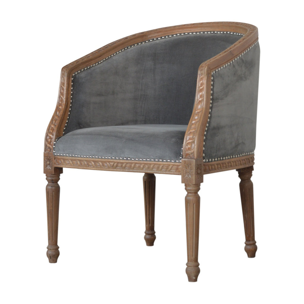 Heritage Collection Grey Velvet Occasional Chair