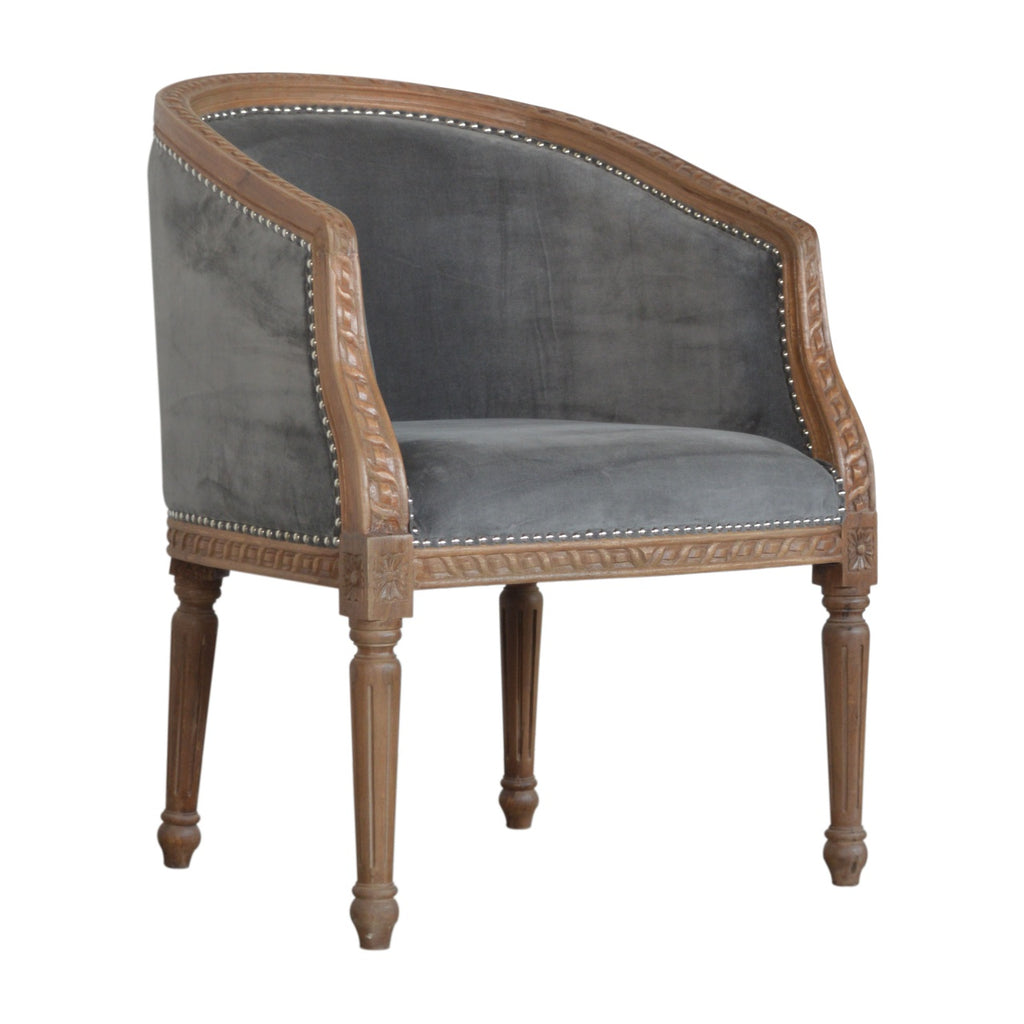Heritage Collection Grey Velvet Occasional Chair