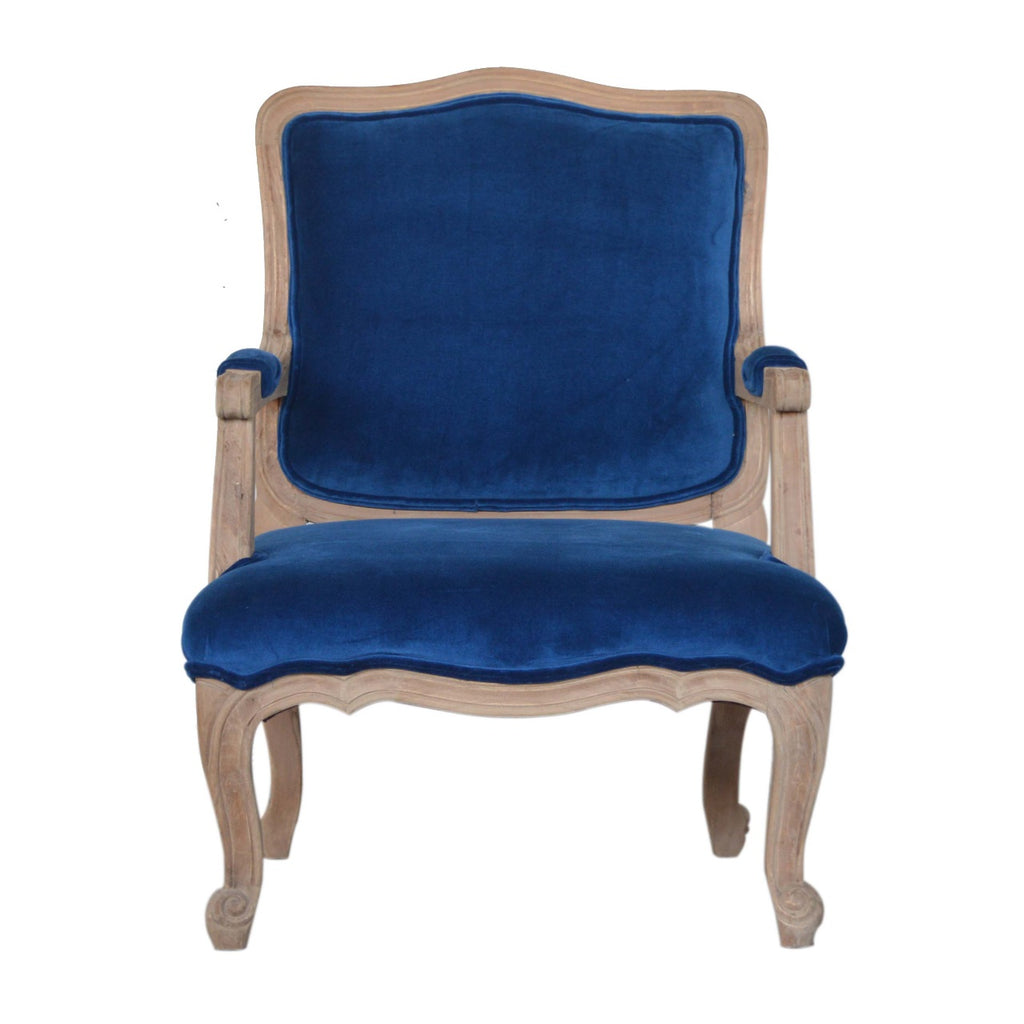 Heritage Collection Royal Blue Velvet French Chair