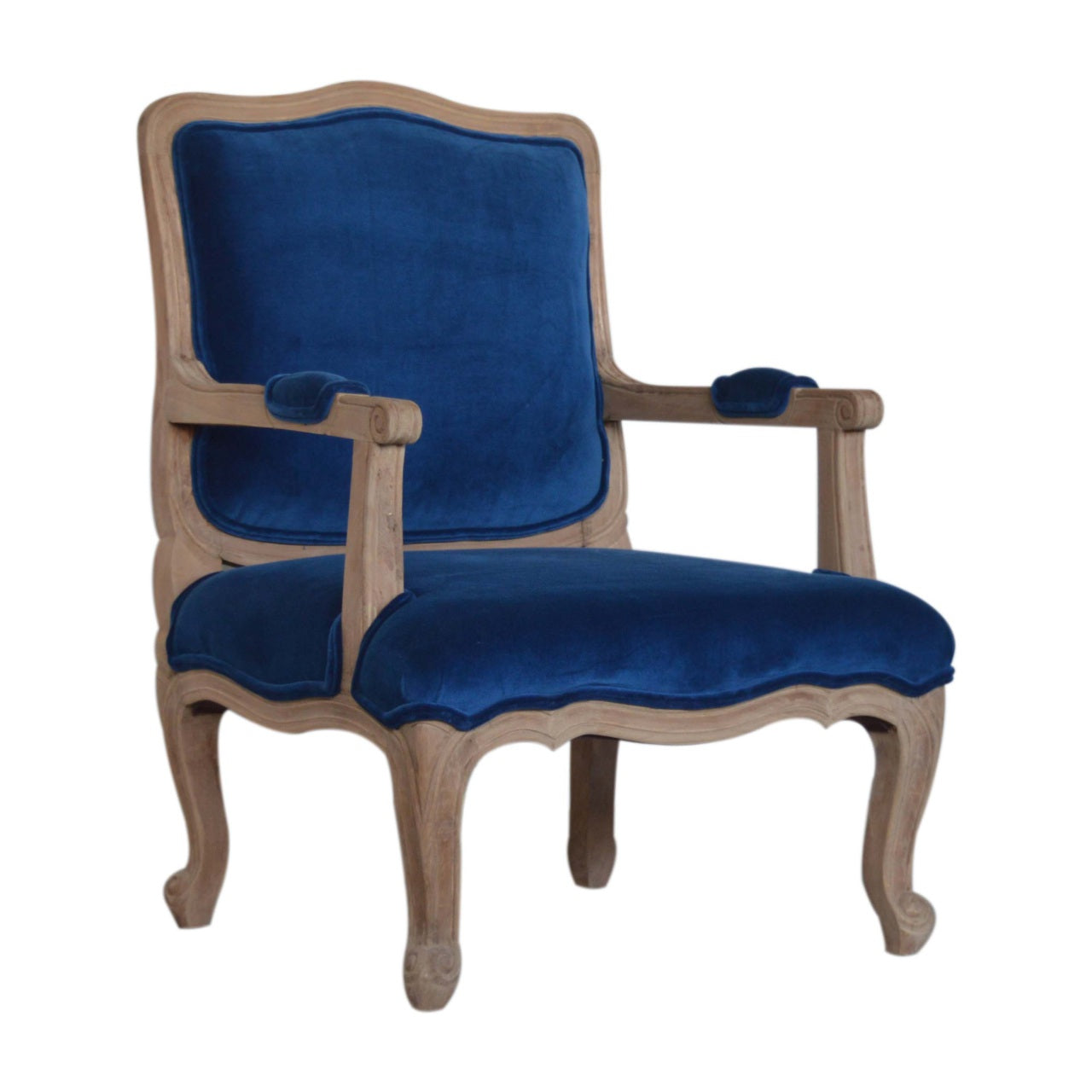 Heritage Collection Royal Blue Velvet French Chair