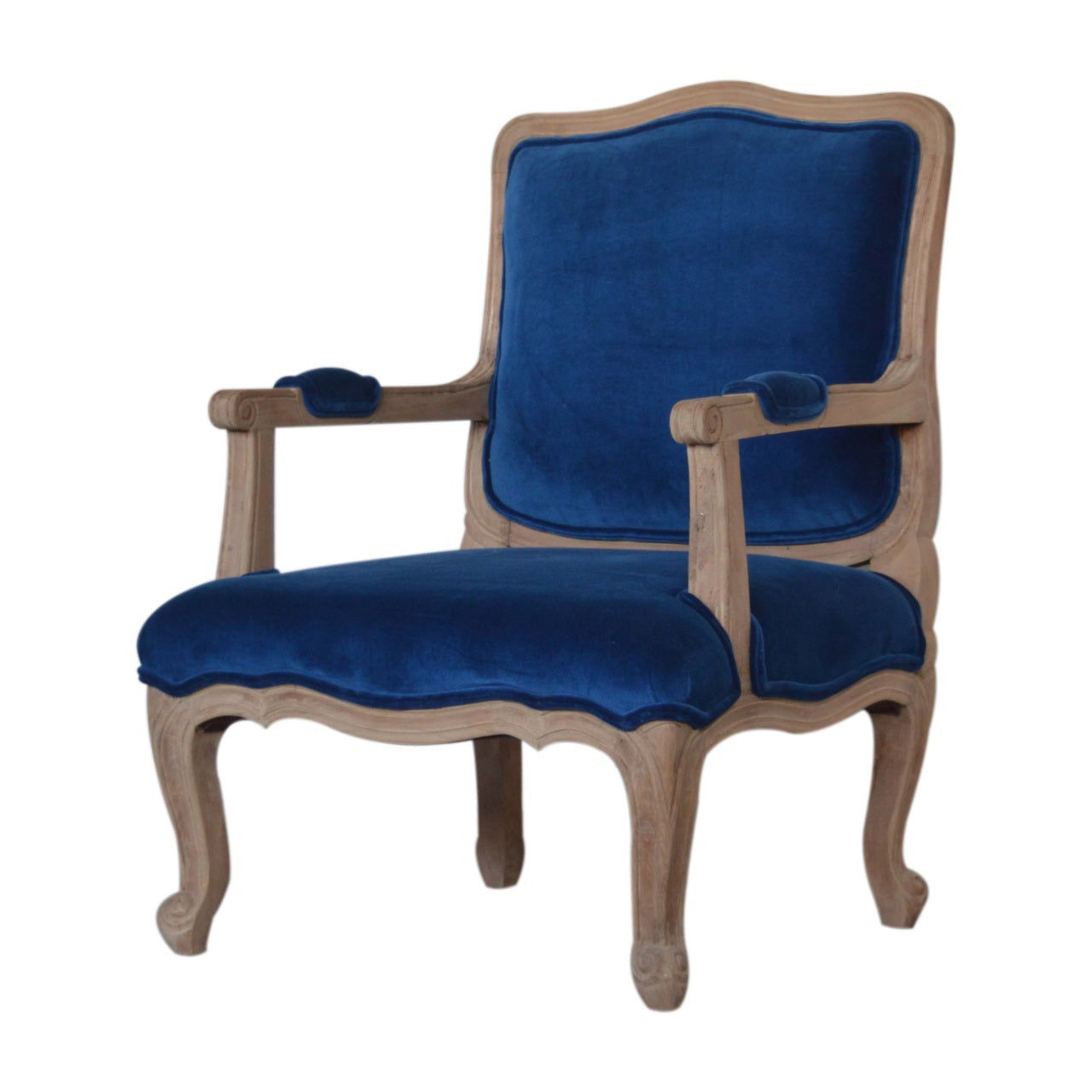 Heritage Collection Royal Blue Velvet French Chair