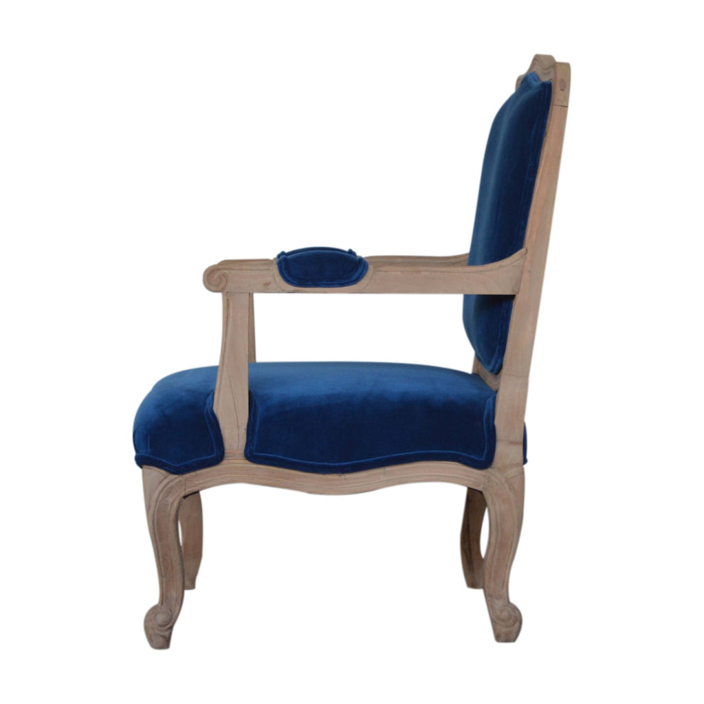 Heritage Collection Royal Blue Velvet French Chair