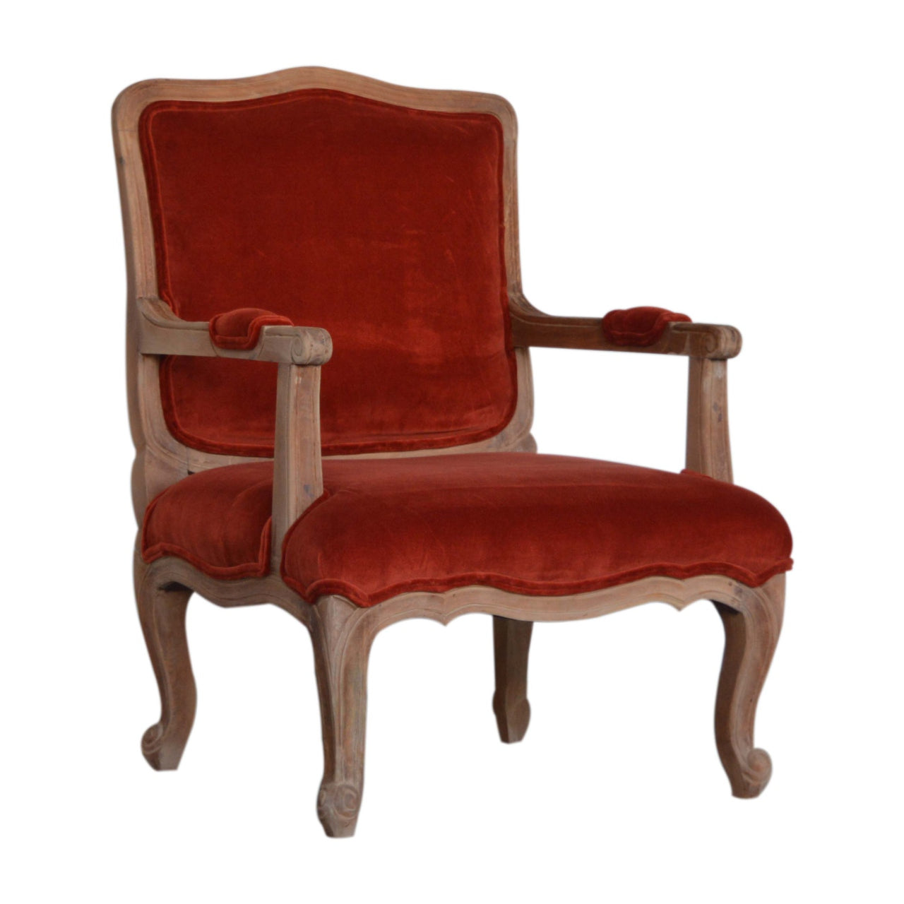 Heritage Collection Brick Red Velvet French Style Chair