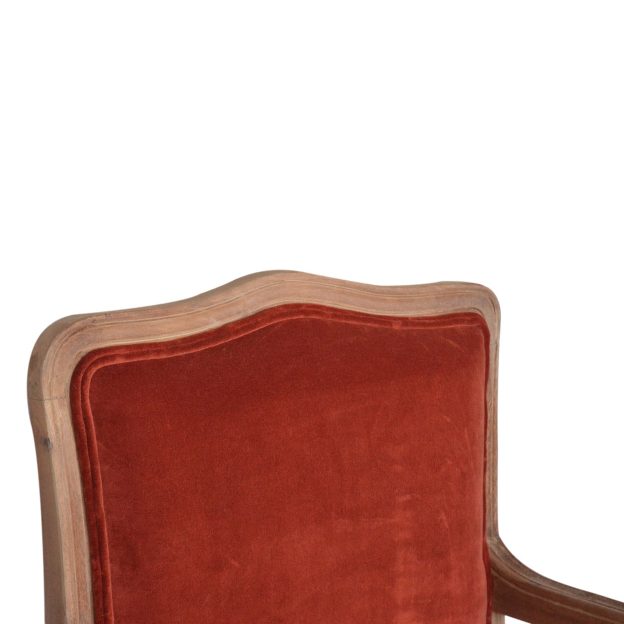 French Carved Armchair Brick Red Upholstery