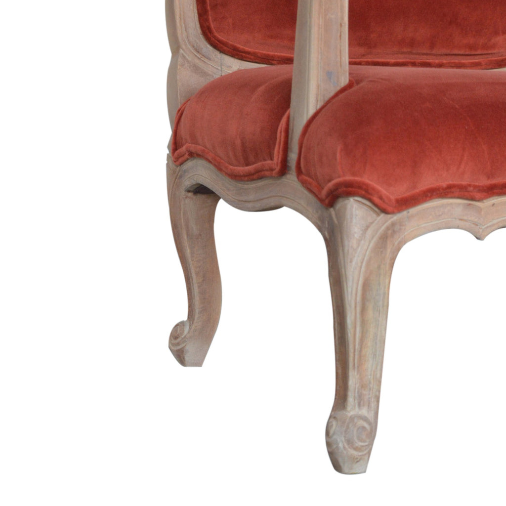 Heritage Collection Brick Red Velvet French Style Chair