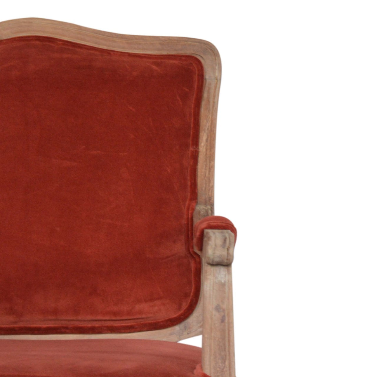 French Carved Armchair Brick Red Upholstery