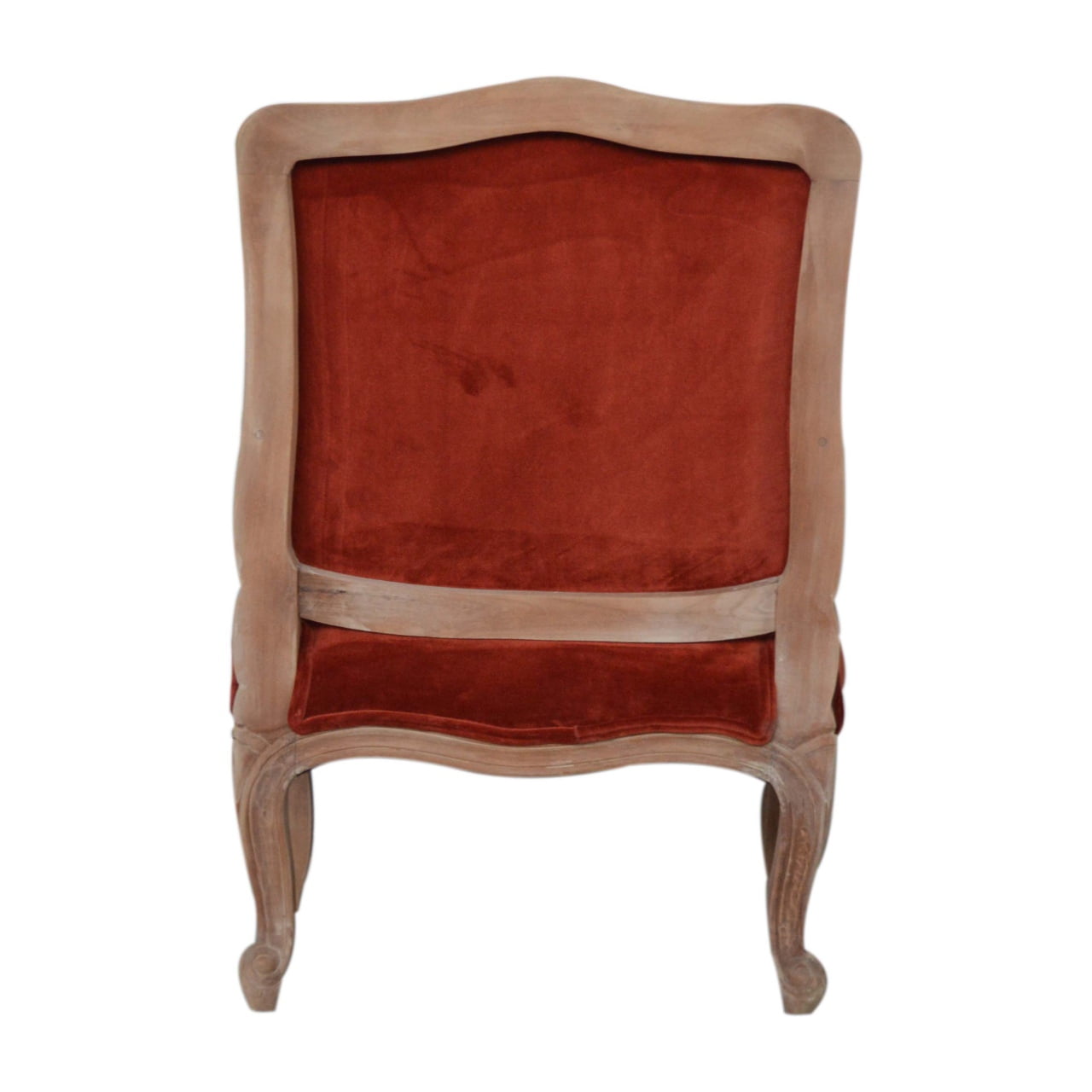 French Carved Armchair Brick Red Upholstery