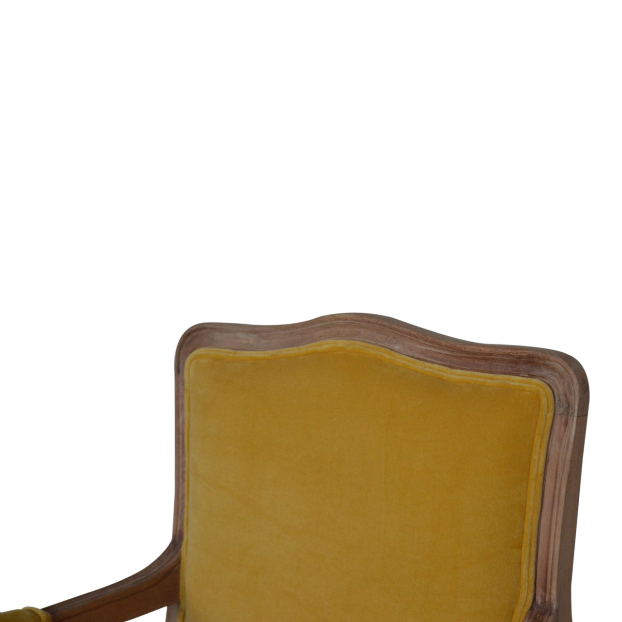 French Carved Armchair Mustard Velvet