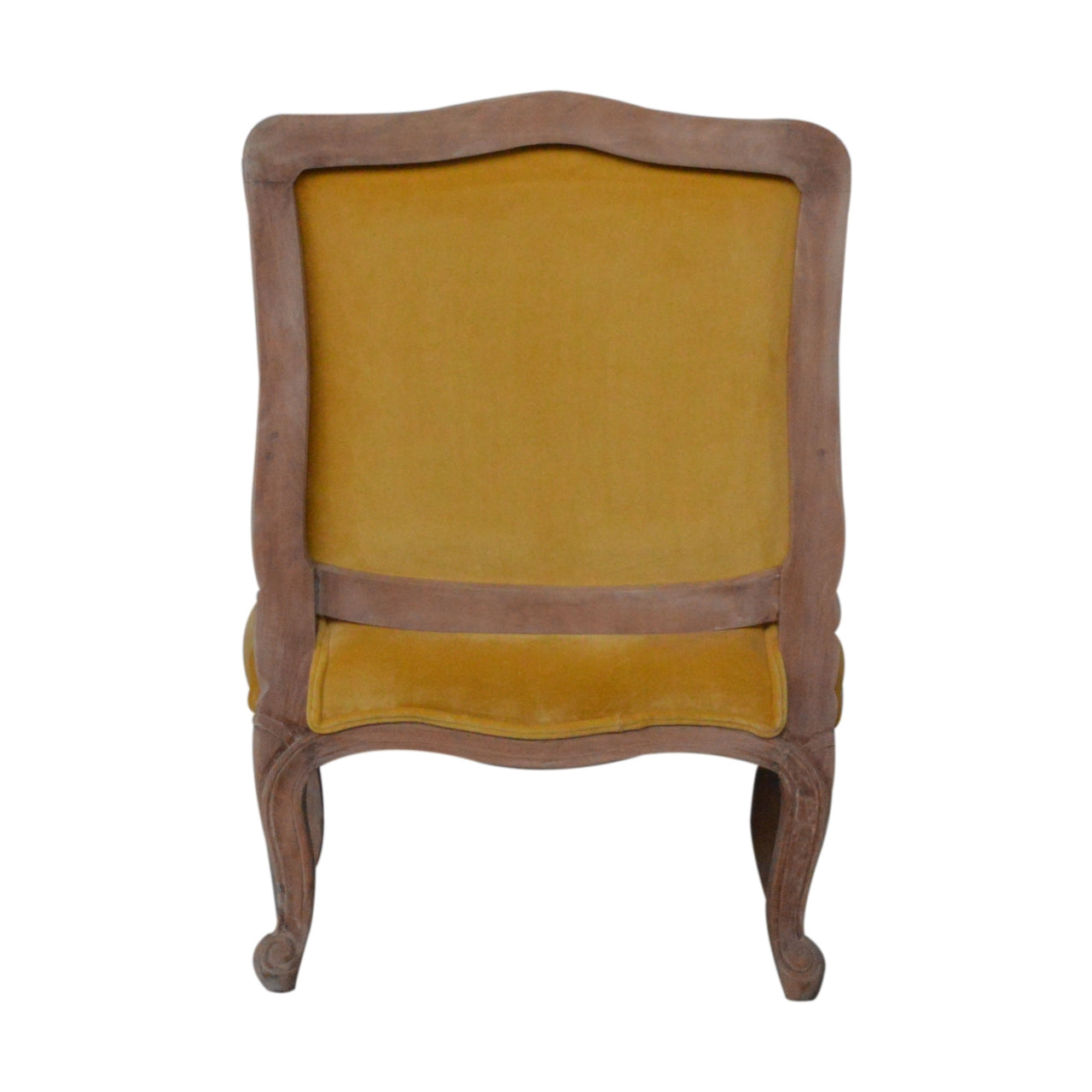 French Carved Armchair Mustard Velvet