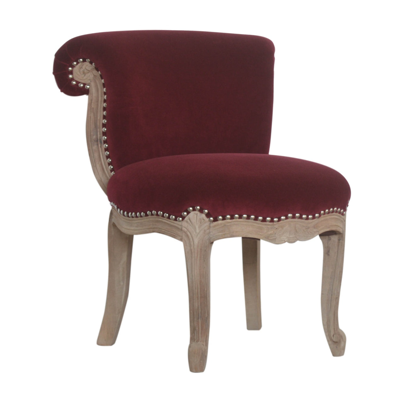 Heritage Collection Wine Red Velvet Studded Chair