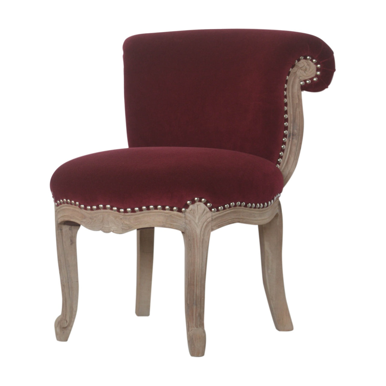 Heritage Collection Wine Red Velvet Studded Chair