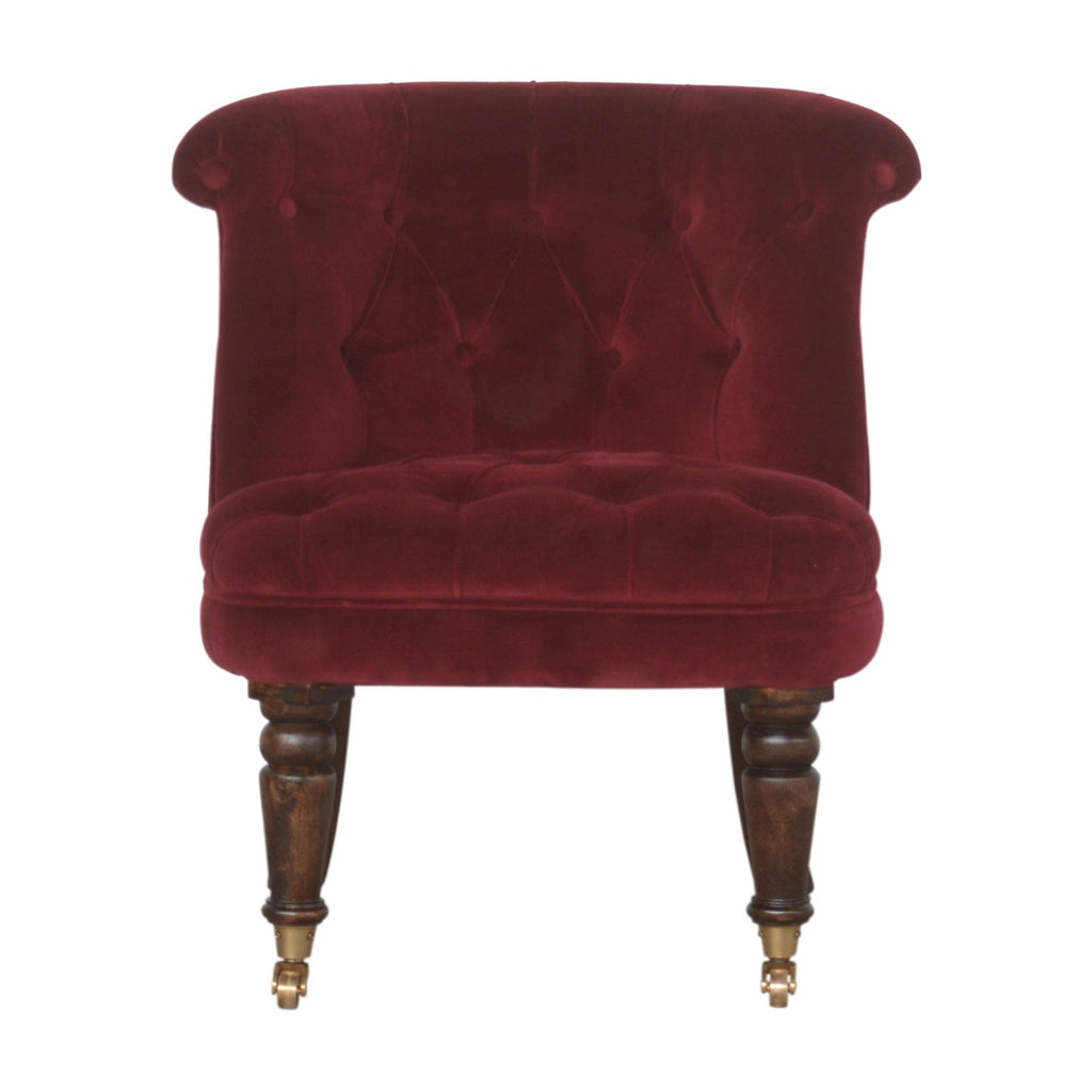 Heritage Collection Wine Red Velvet Accent Chair