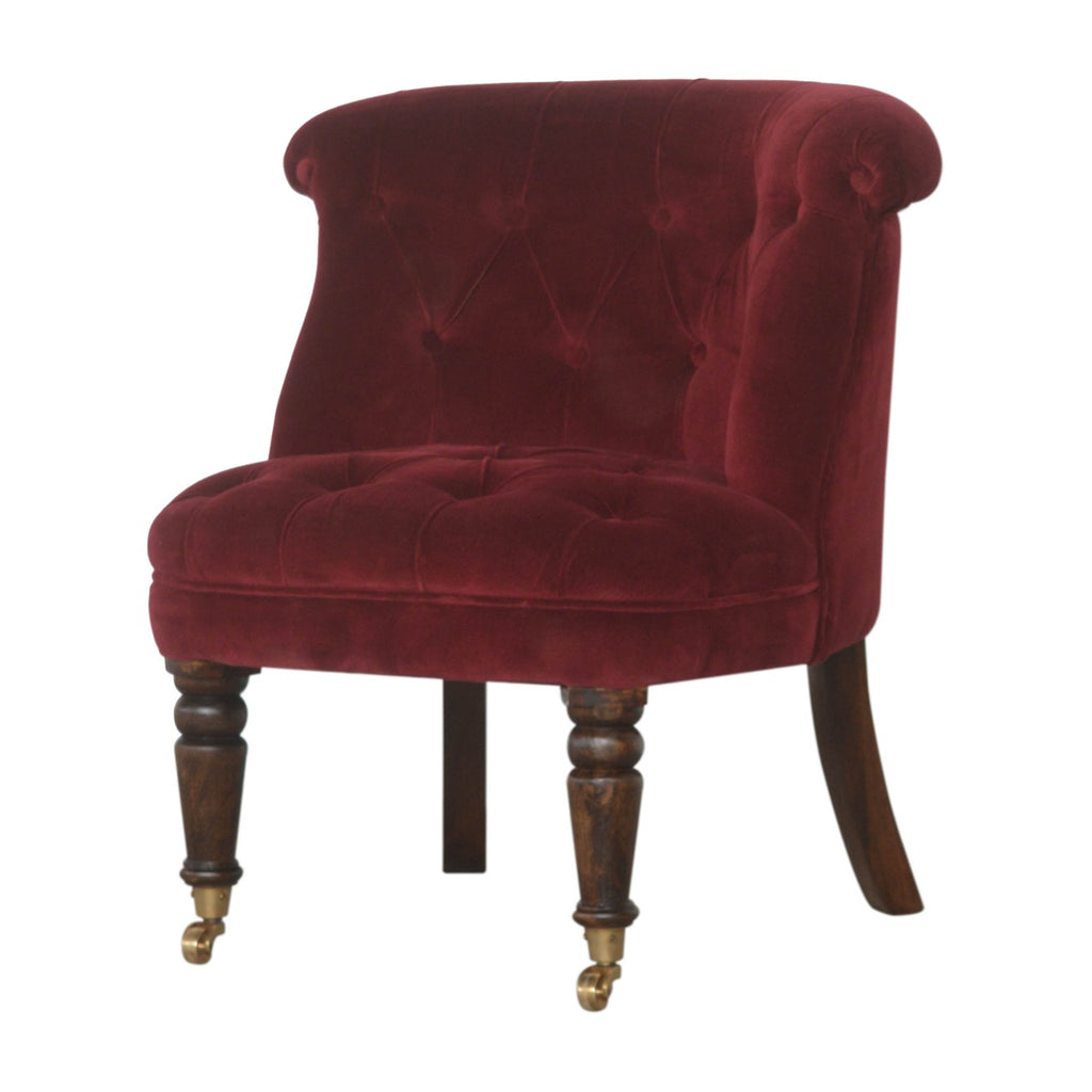 Heritage Collection Wine Red Velvet Accent Chair