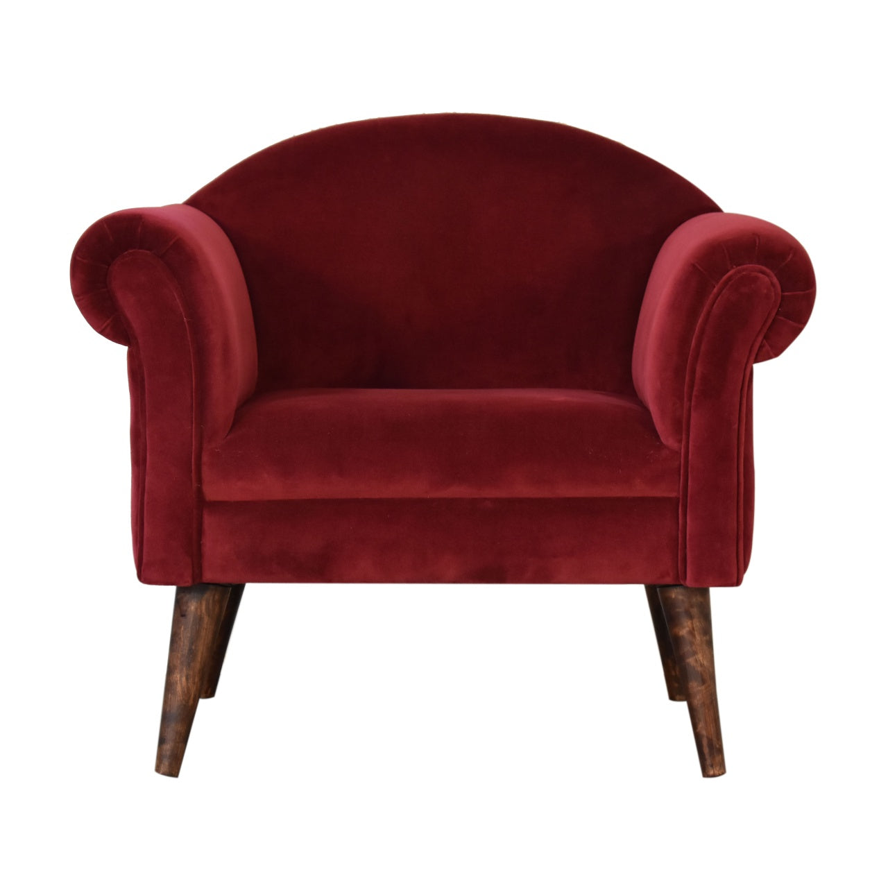 Heritage Collection Wine Velvet Nordic Style Armchair