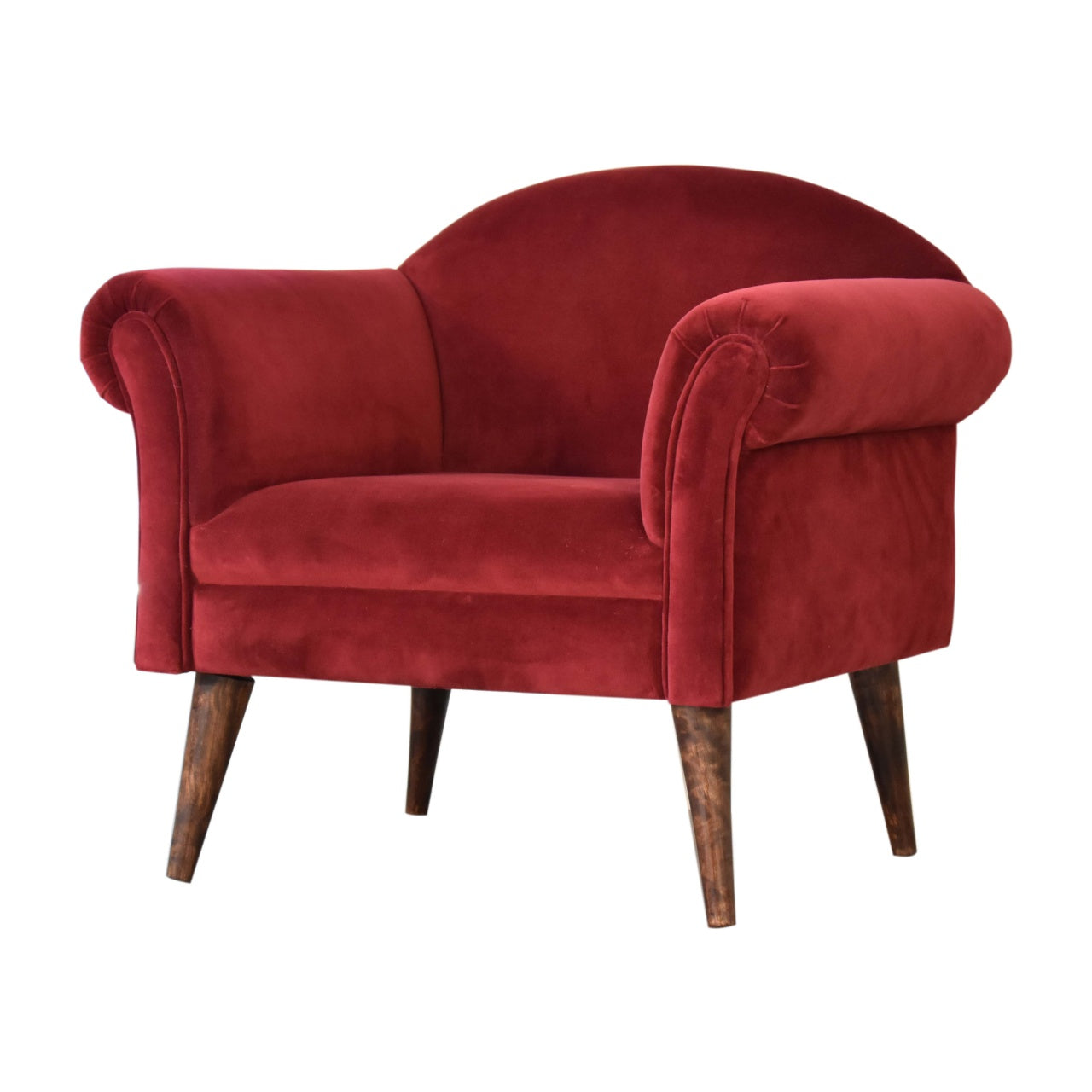 Heritage Collection Wine Velvet Nordic Style Armchair