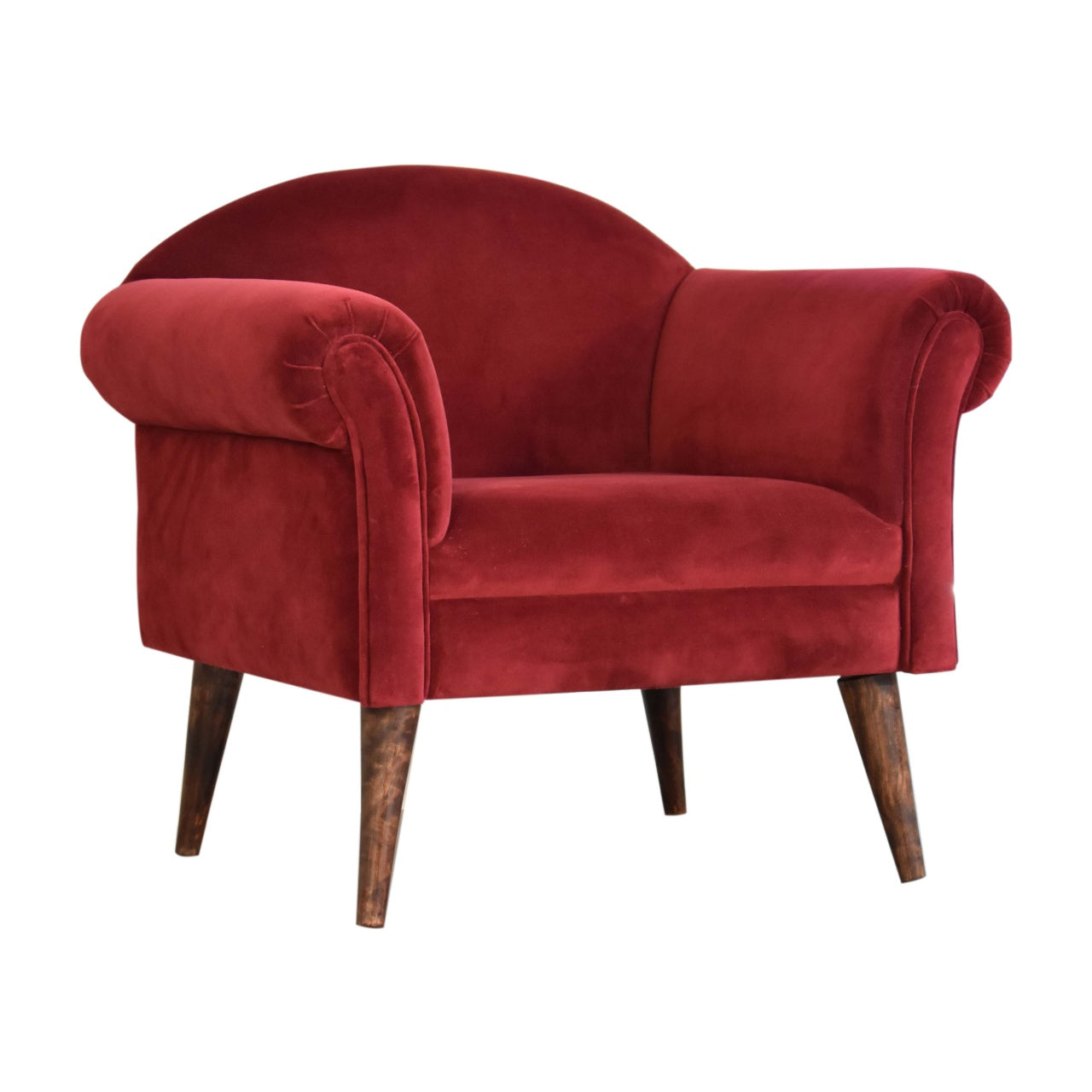 Heritage Collection Wine Velvet Nordic Style Armchair