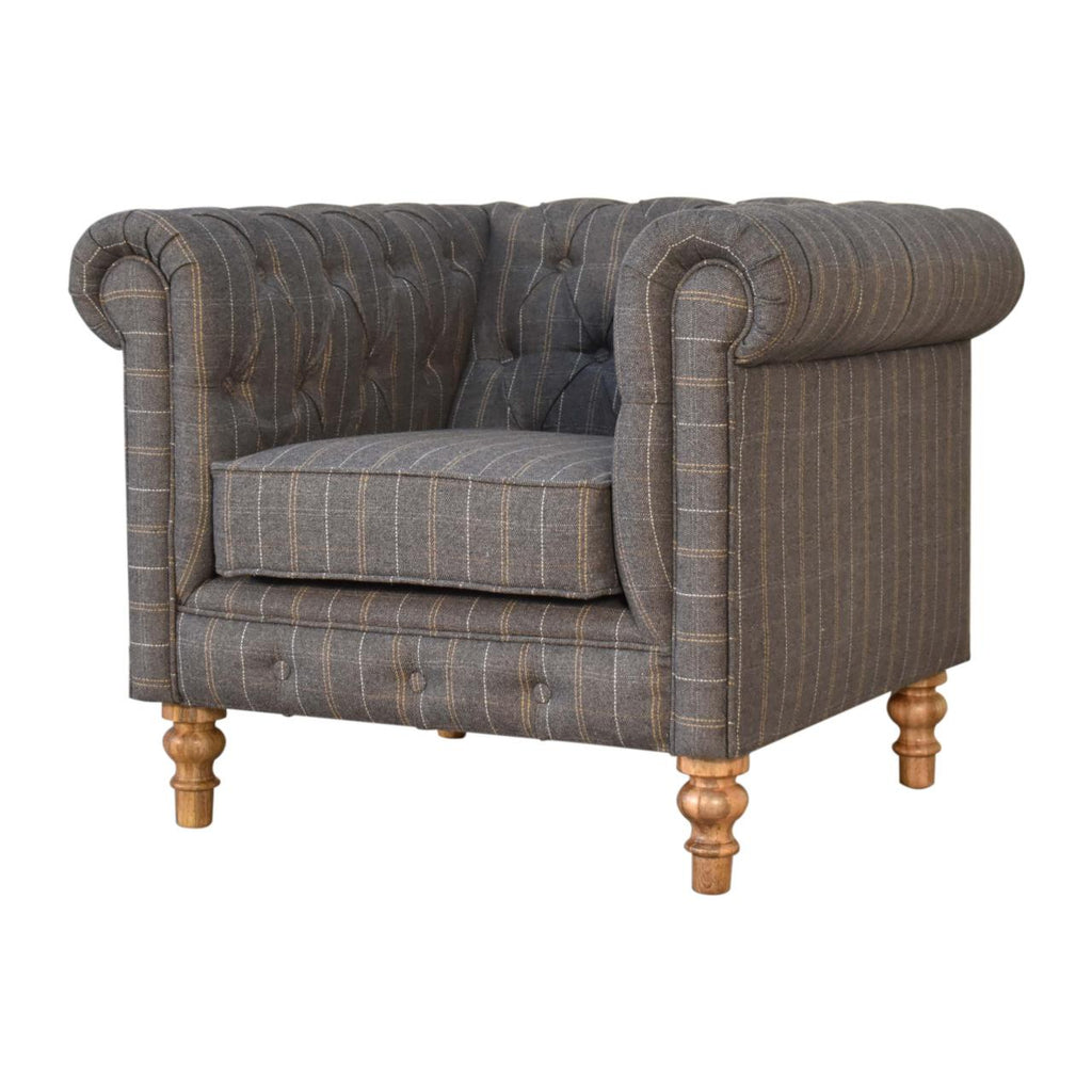 Heritage Collection Pewter Tweed Chesterfield Armchair