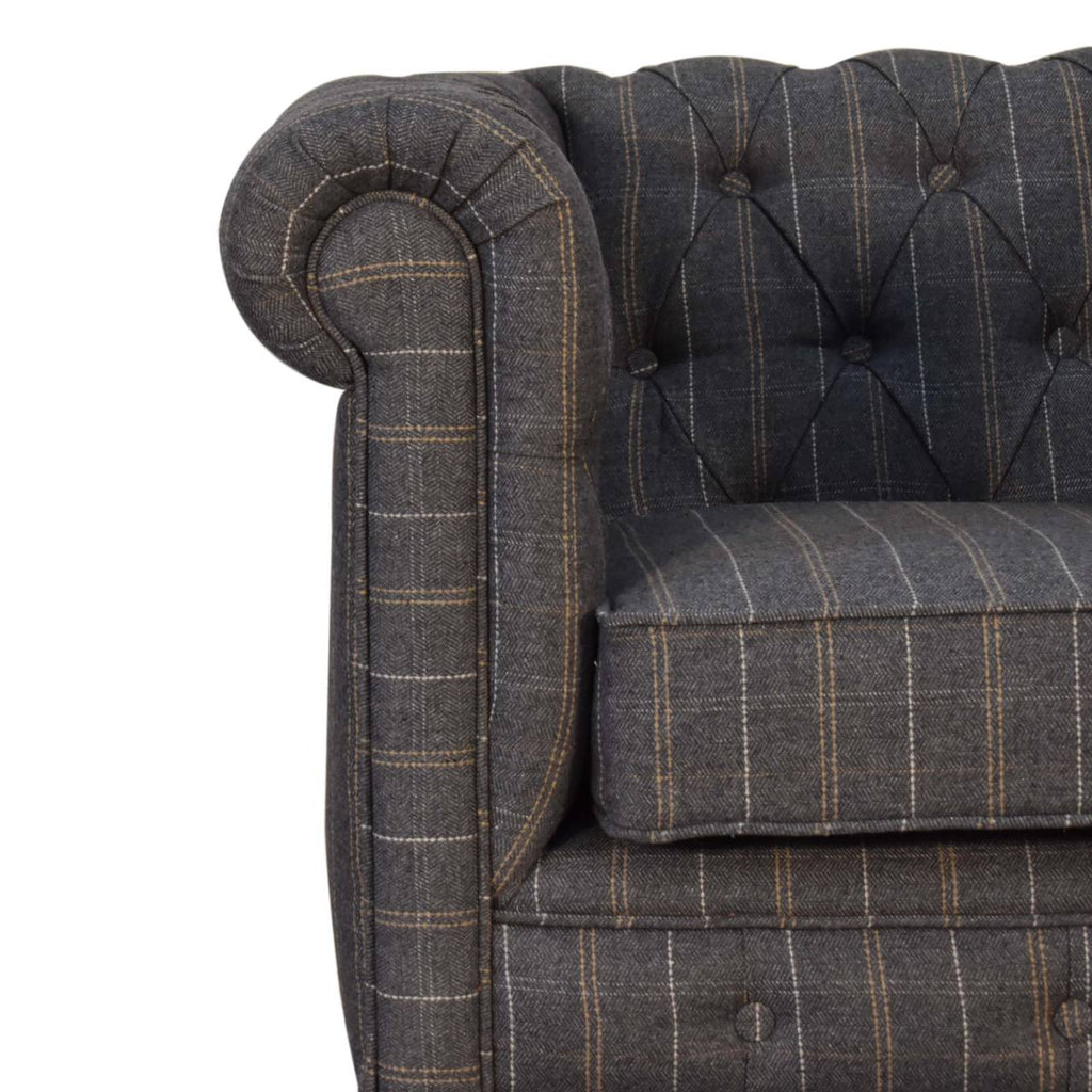 Heritage Collection Pewter Tweed Chesterfield Armchair