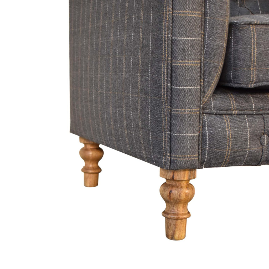 Heritage Collection Pewter Tweed Chesterfield Armchair