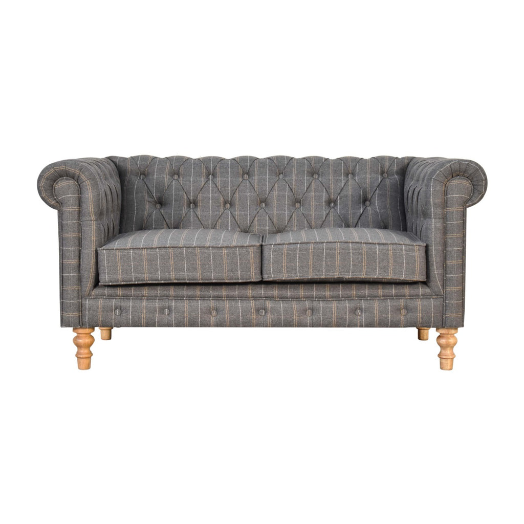 Heritage Collection Pewter Tweed 2 Seat Chesterfield Sofa