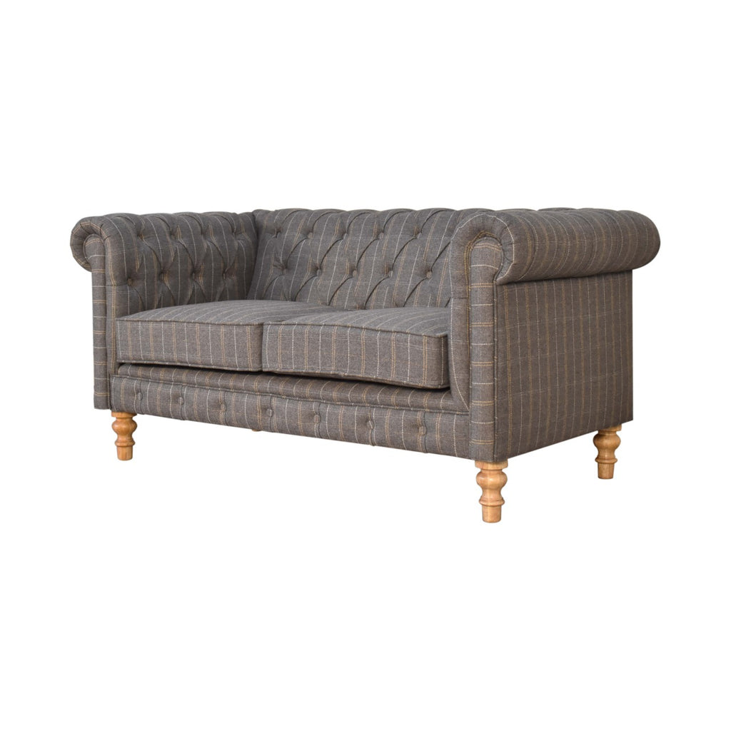 Heritage Collection Pewter Tweed 2 Seat Chesterfield Sofa