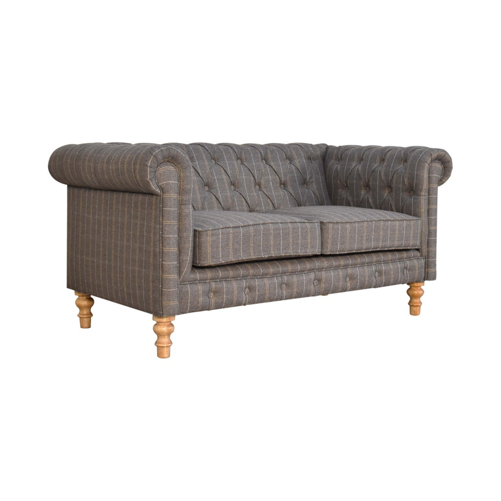 Heritage Collection Pewter Tweed 2 Seat Chesterfield Sofa