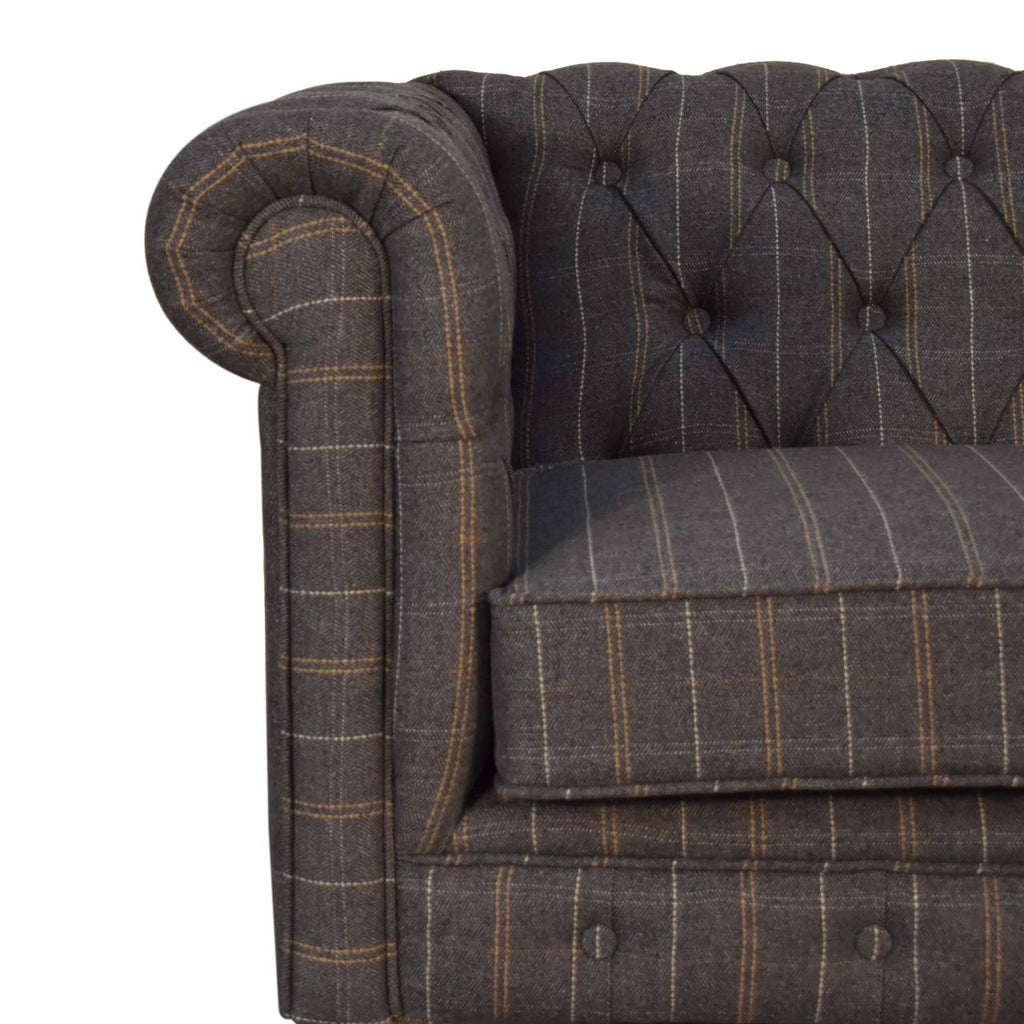 Heritage Collection Pewter Tweed 2 Seat Chesterfield Sofa