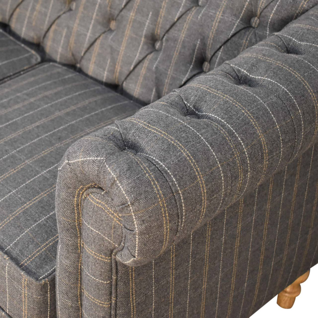 Heritage Collection Pewter Tweed 2 Seat Chesterfield Sofa