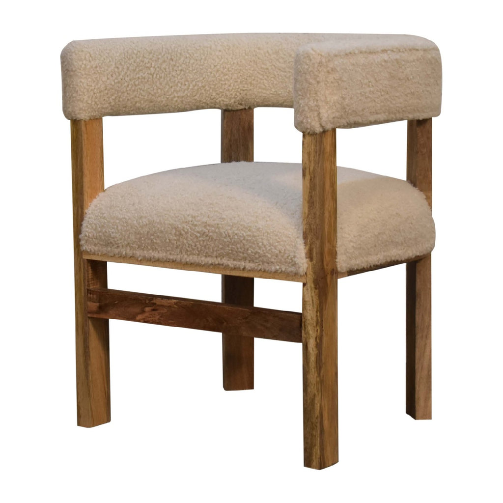 Heritage Collection Cream Boucle Solid Wood Chair