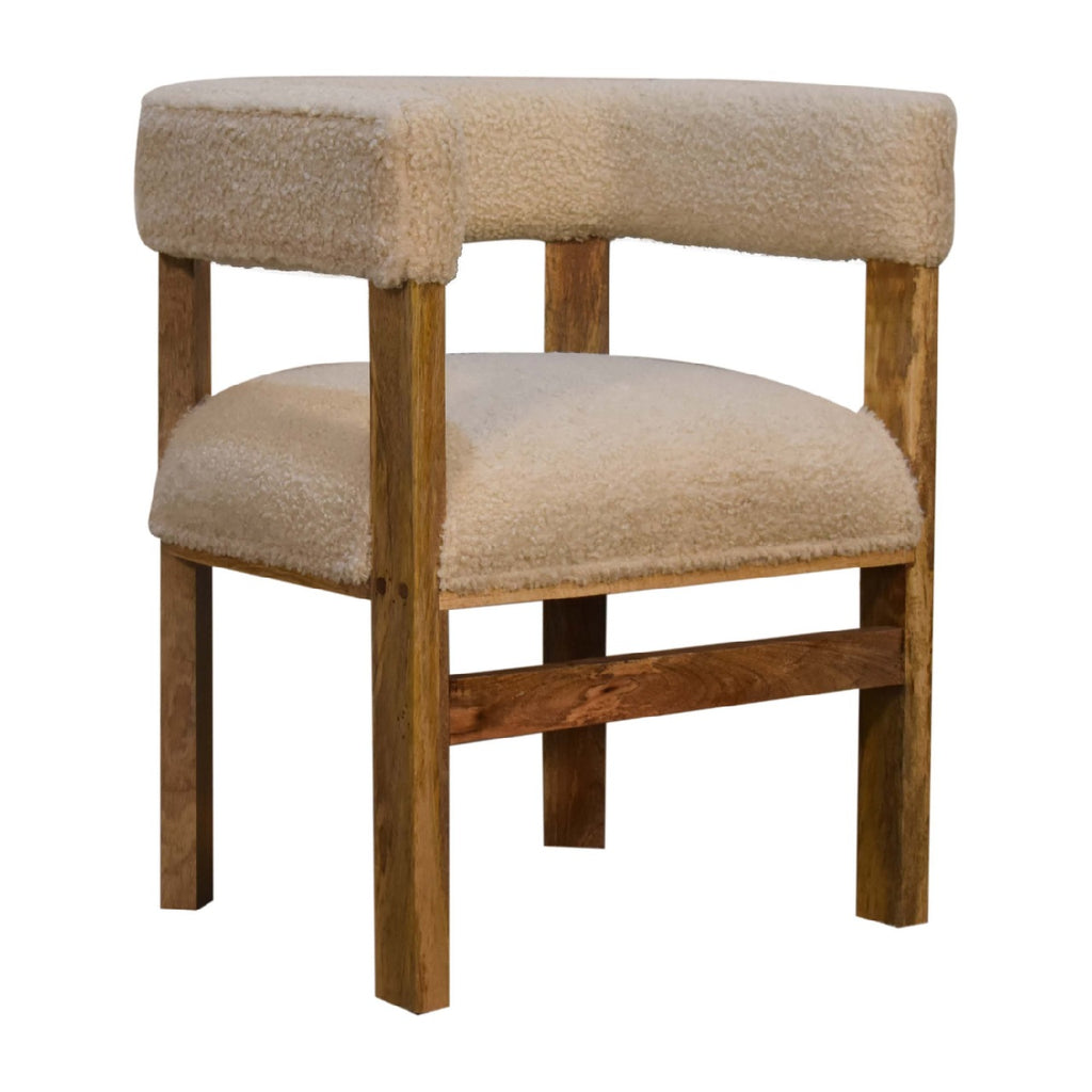 Heritage Collection Cream Boucle Solid Wood Chair