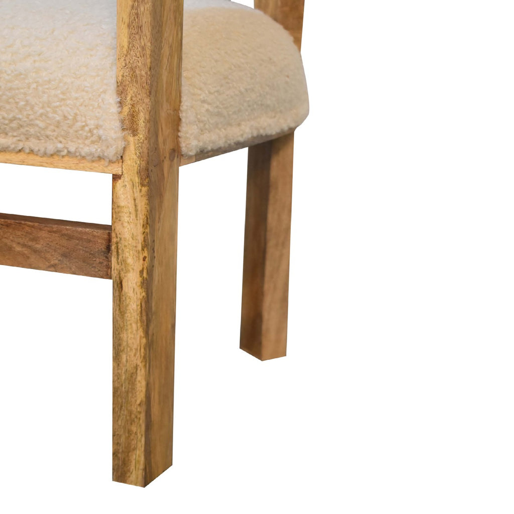Heritage Collection Cream Boucle Solid Wood Chair