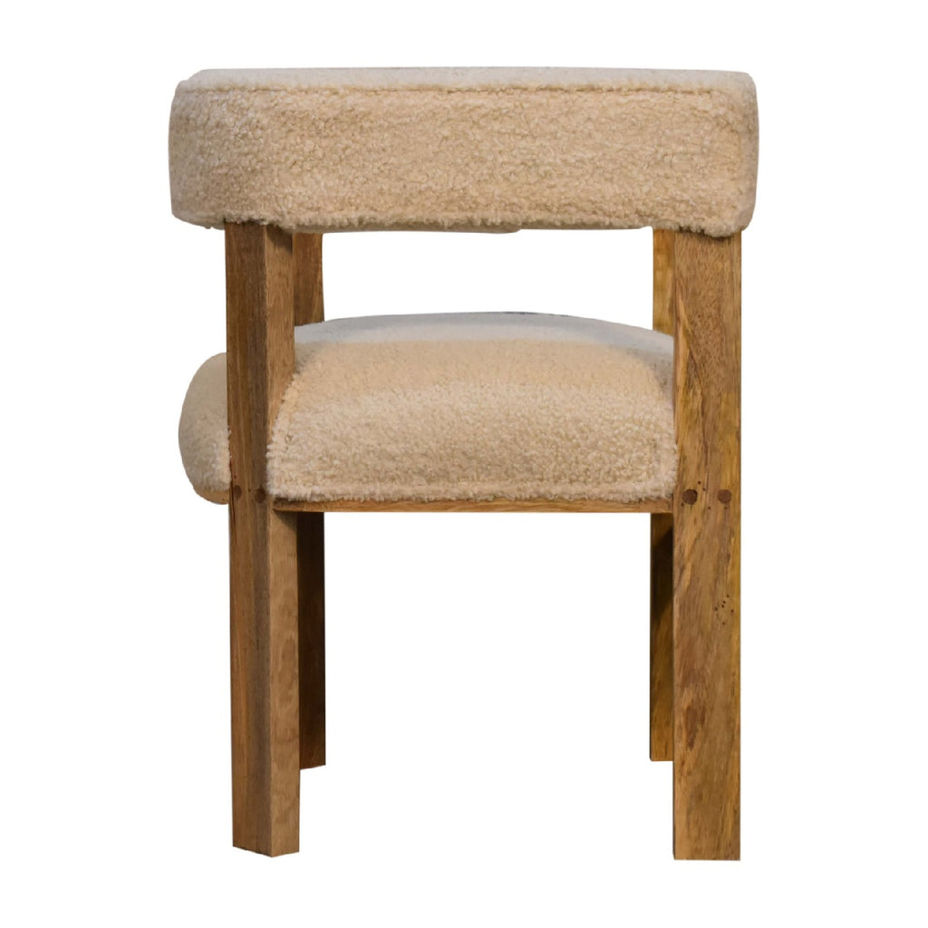 Heritage Collection Cream Boucle Solid Wood Chair
