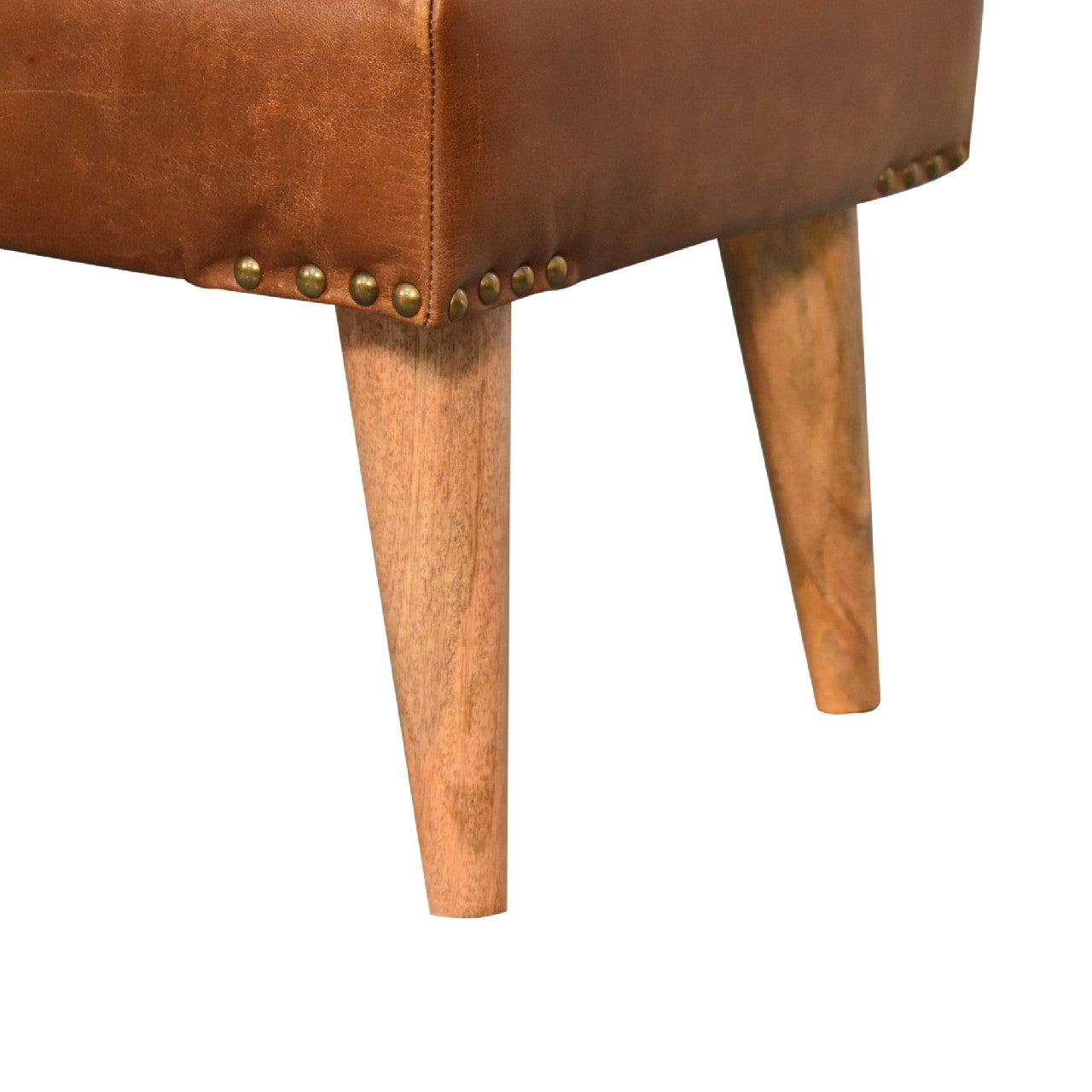 Heritage Collection Bouclé Buffalo Hide Leather Bench