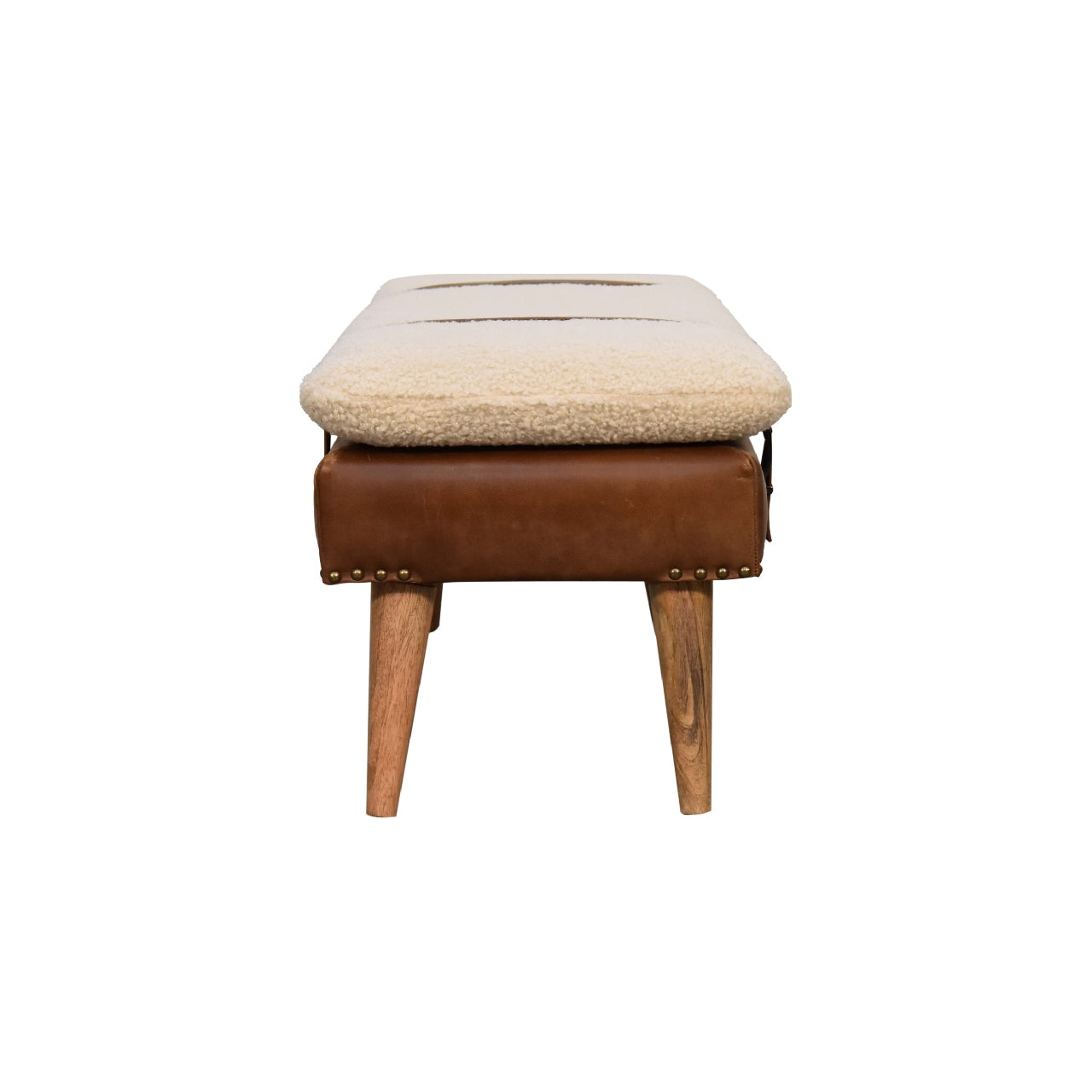 Heritage Collection Bouclé Buffalo Hide Leather Bench