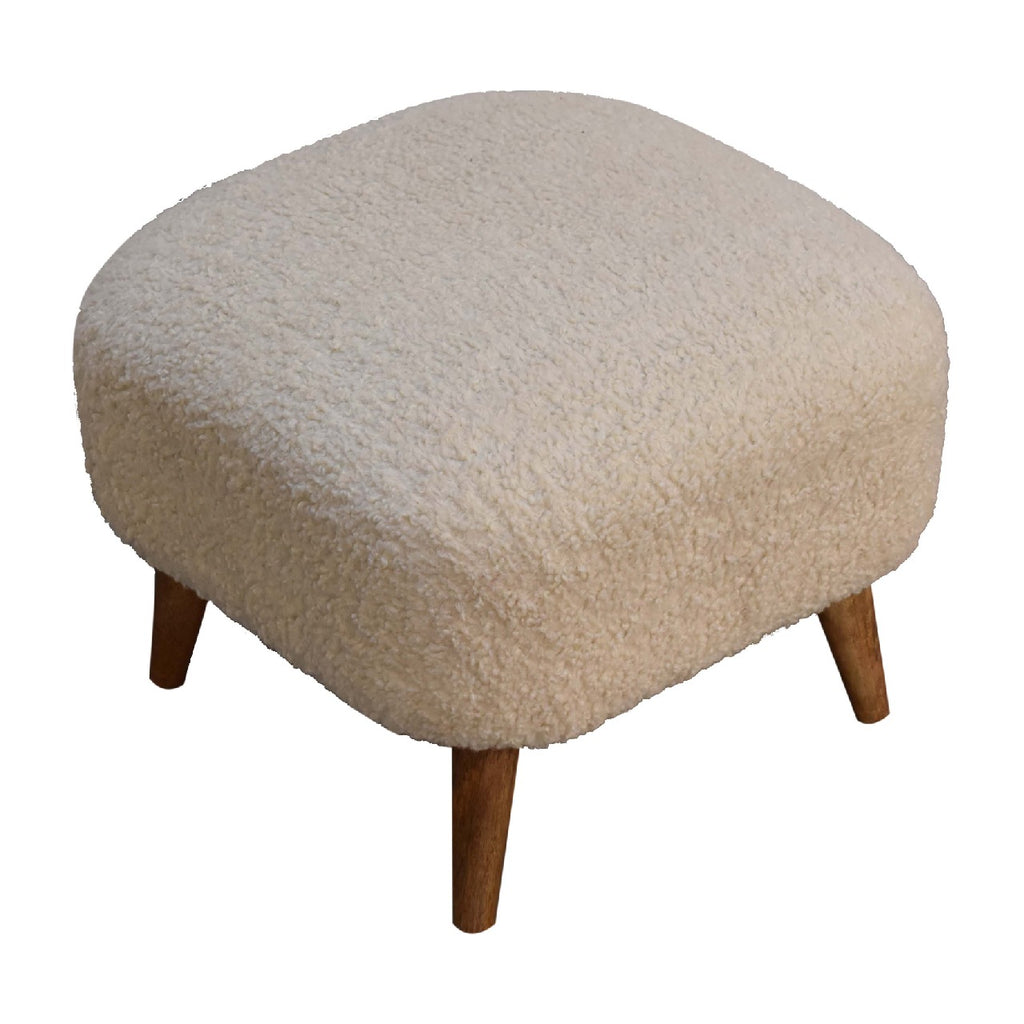 Heritage Collection Boucle Cream Square Footstool