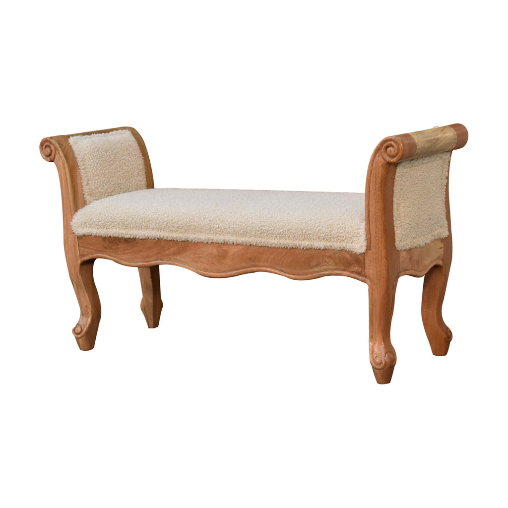 Heritage Collection Cream Boucle French Style Bench