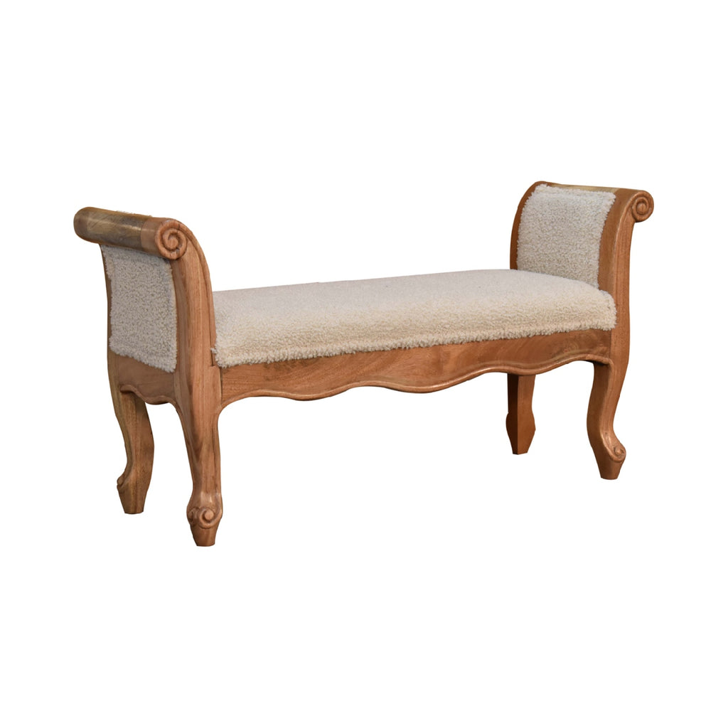 Heritage Collection Cream Boucle French Style Bench