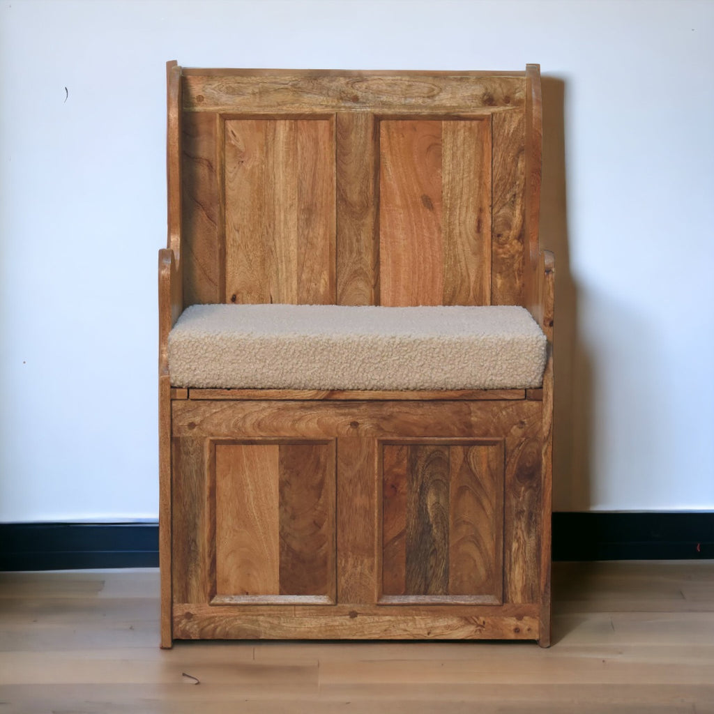 Heritage Collection Cream Boucle Mini Monks Bench