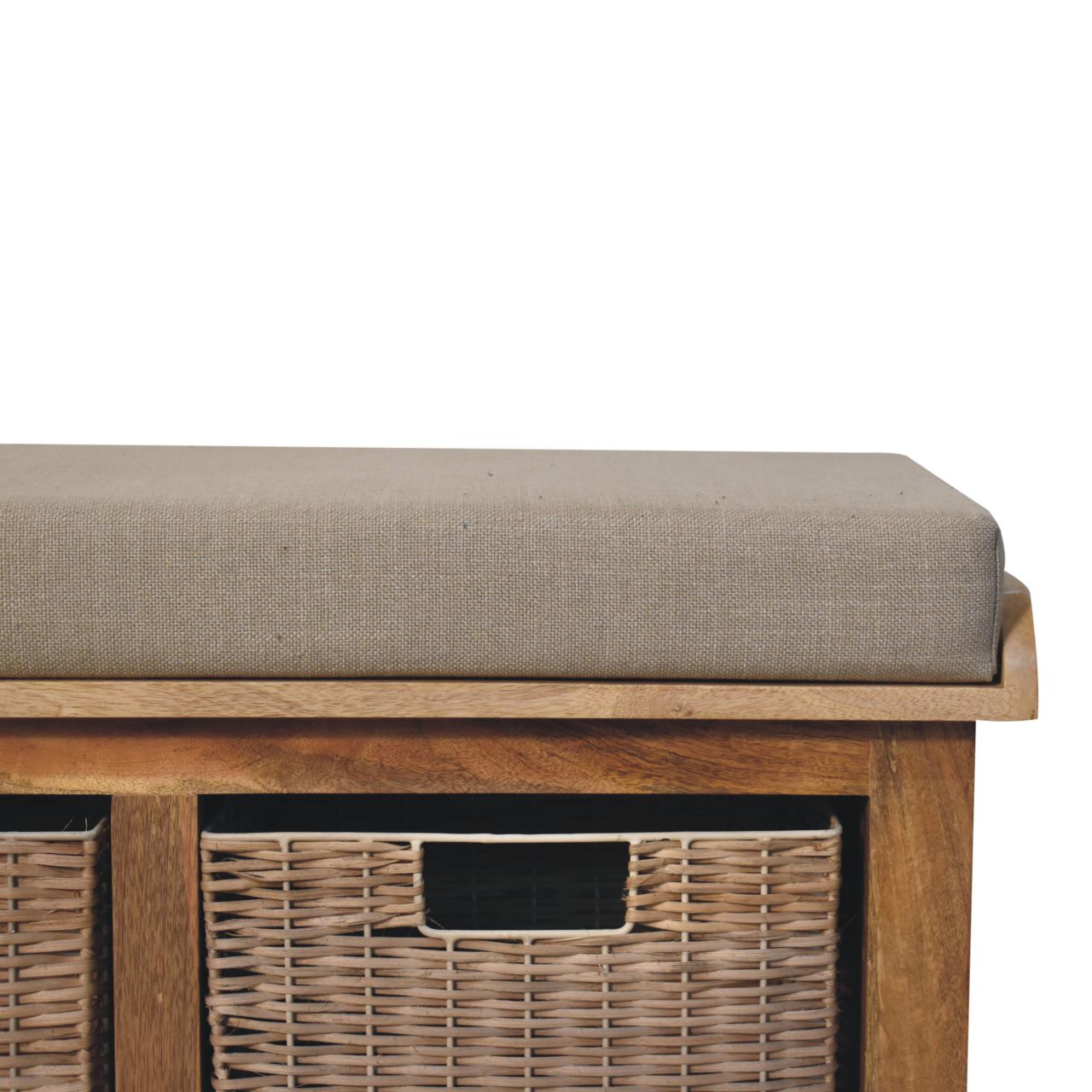 Heritage Collection Rattan Basket Linen Hallway Bench