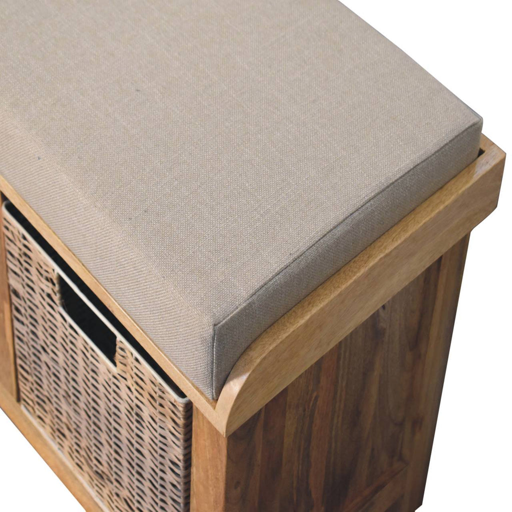 Heritage Collection Rattan Basket Linen Hallway Bench