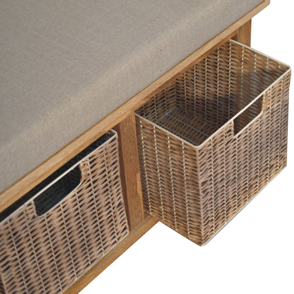 Heritage Collection Rattan Basket Linen Hallway Bench