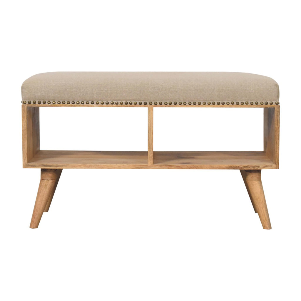 Heritage Collection Studded Linen Open Bench