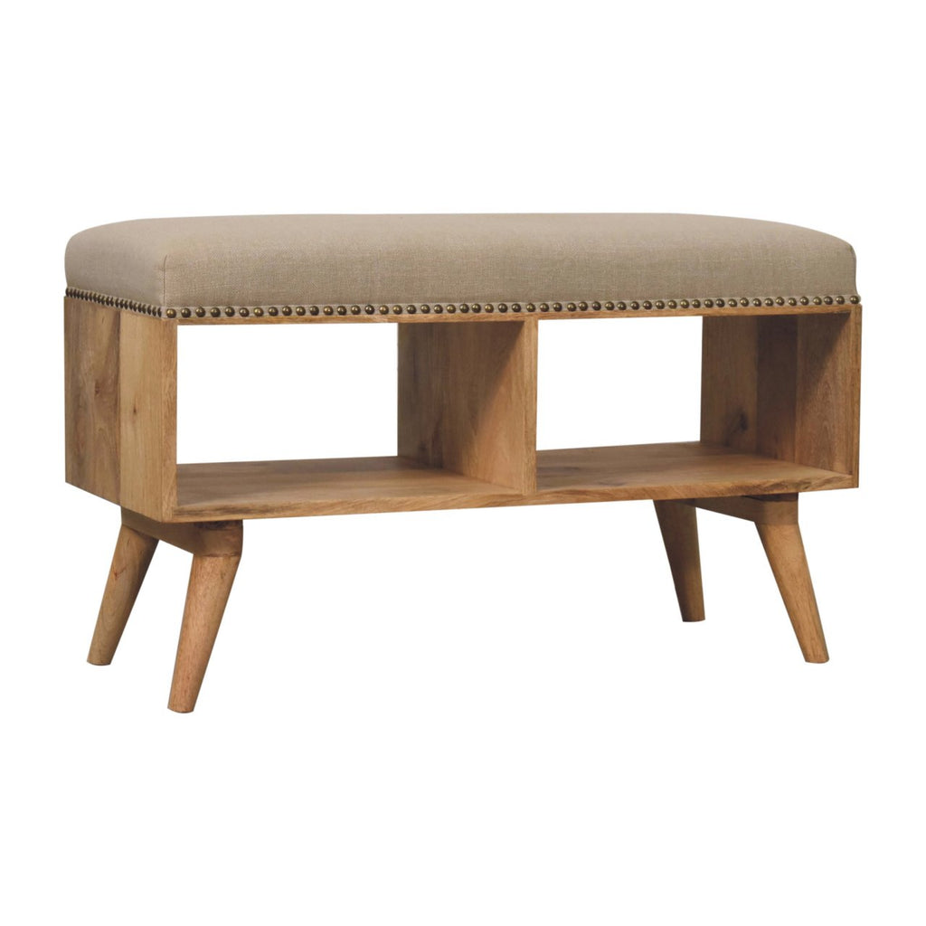 Heritage Collection Studded Linen Open Bench